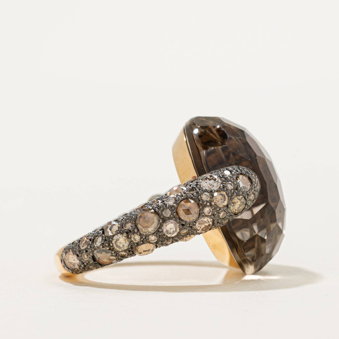 'Pomellato' Tango Smoky Quartz & Brown Diamond Cocktail Ring | 20.00ct, 2.50ctw | SZ 6.5