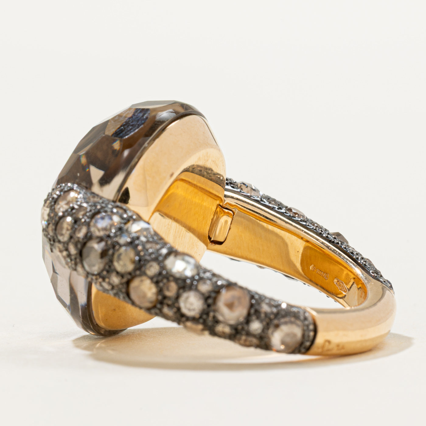 'Pomellato' Tango Smoky Quartz & Brown Diamond Cocktail Ring | 20.00ct, 2.50ctw | SZ 6.5