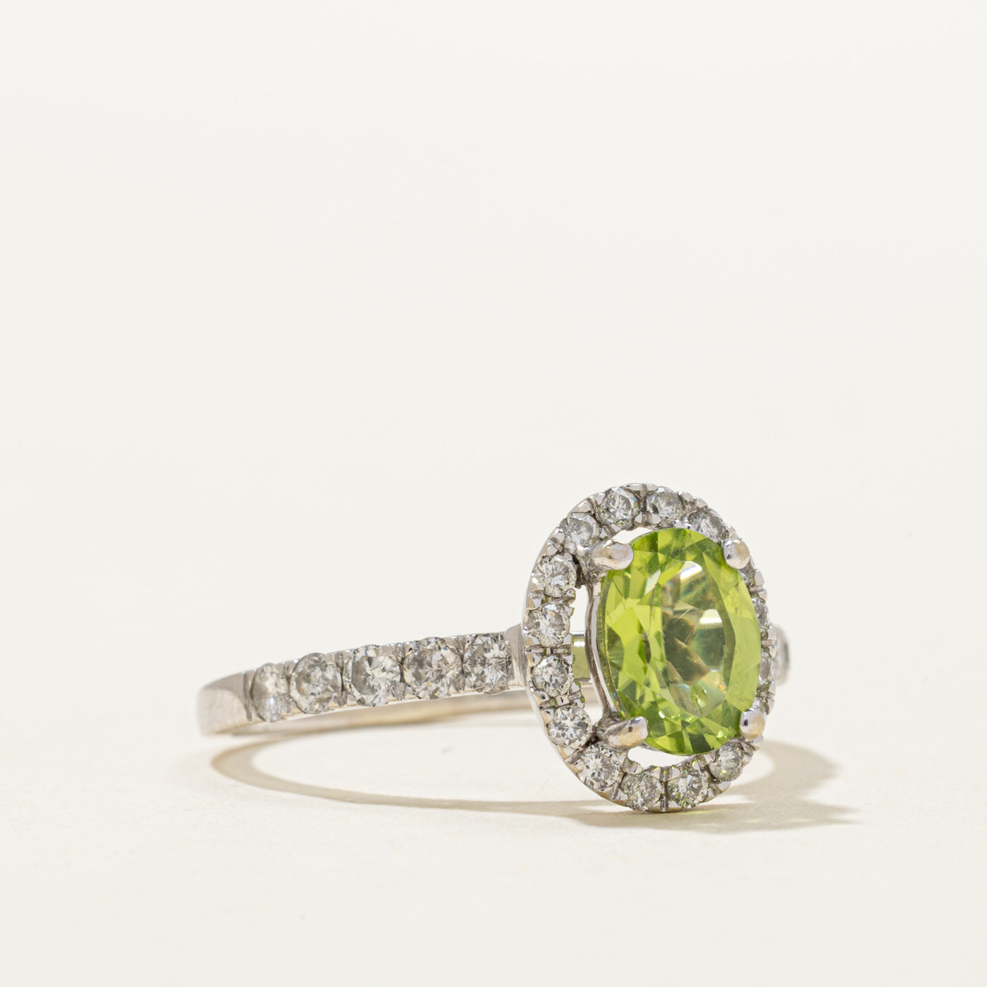 Peridot & Diamond Halo Ring | 1.40ct, 0.50ctw | SZ 8.25