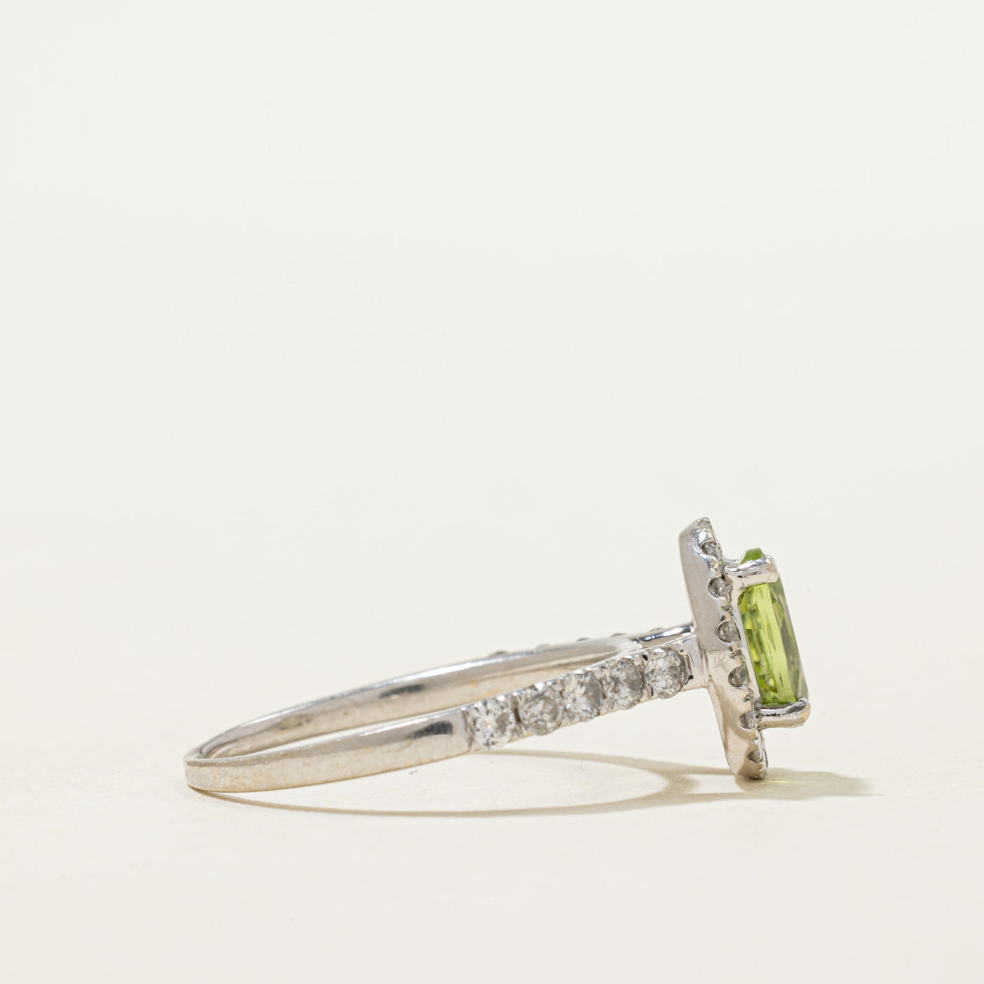 Peridot & Diamond Halo Ring | 1.40ct, 0.50ctw | SZ 8.25