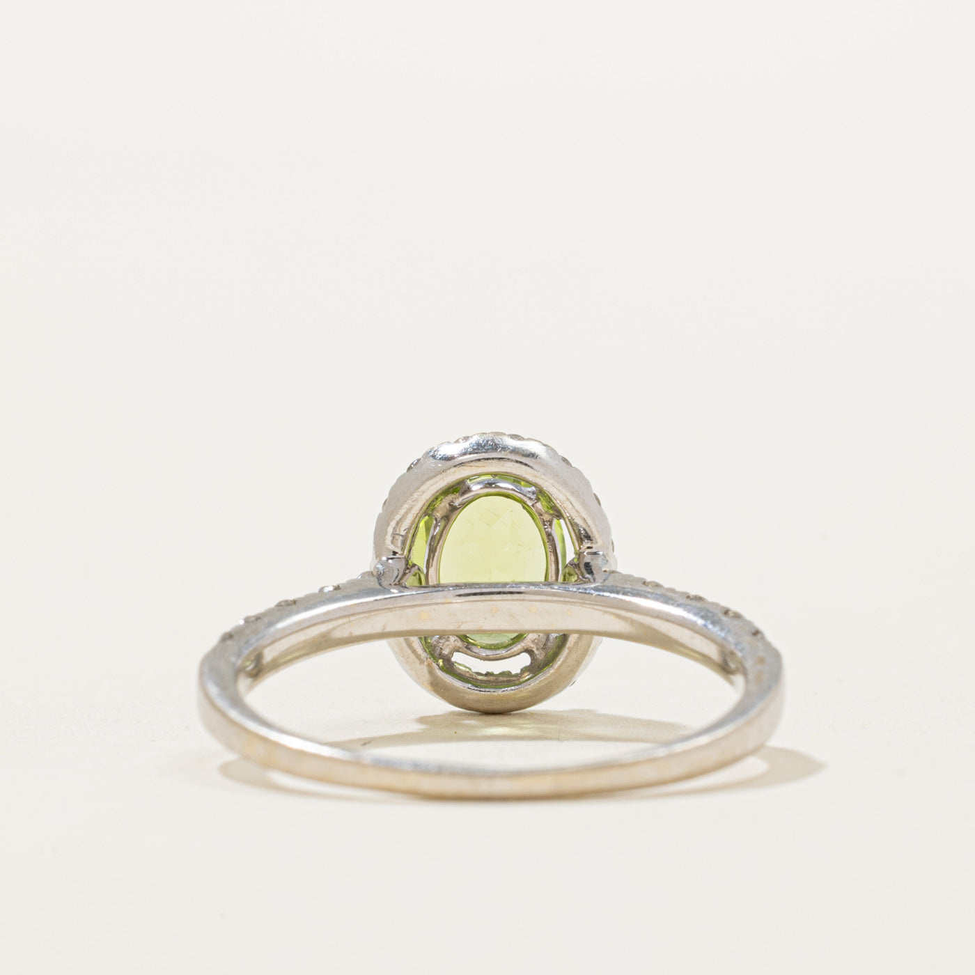 Peridot & Diamond Halo Ring | 1.40ct, 0.50ctw | SZ 8.25