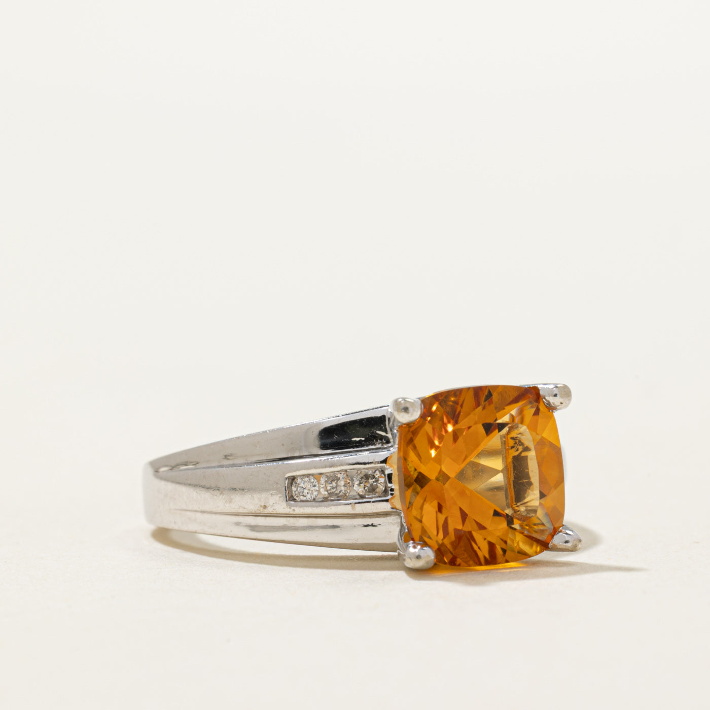 Citrine & Diamond Cocktail Ring | 2.40ct, 0.05ctw | SZ 8