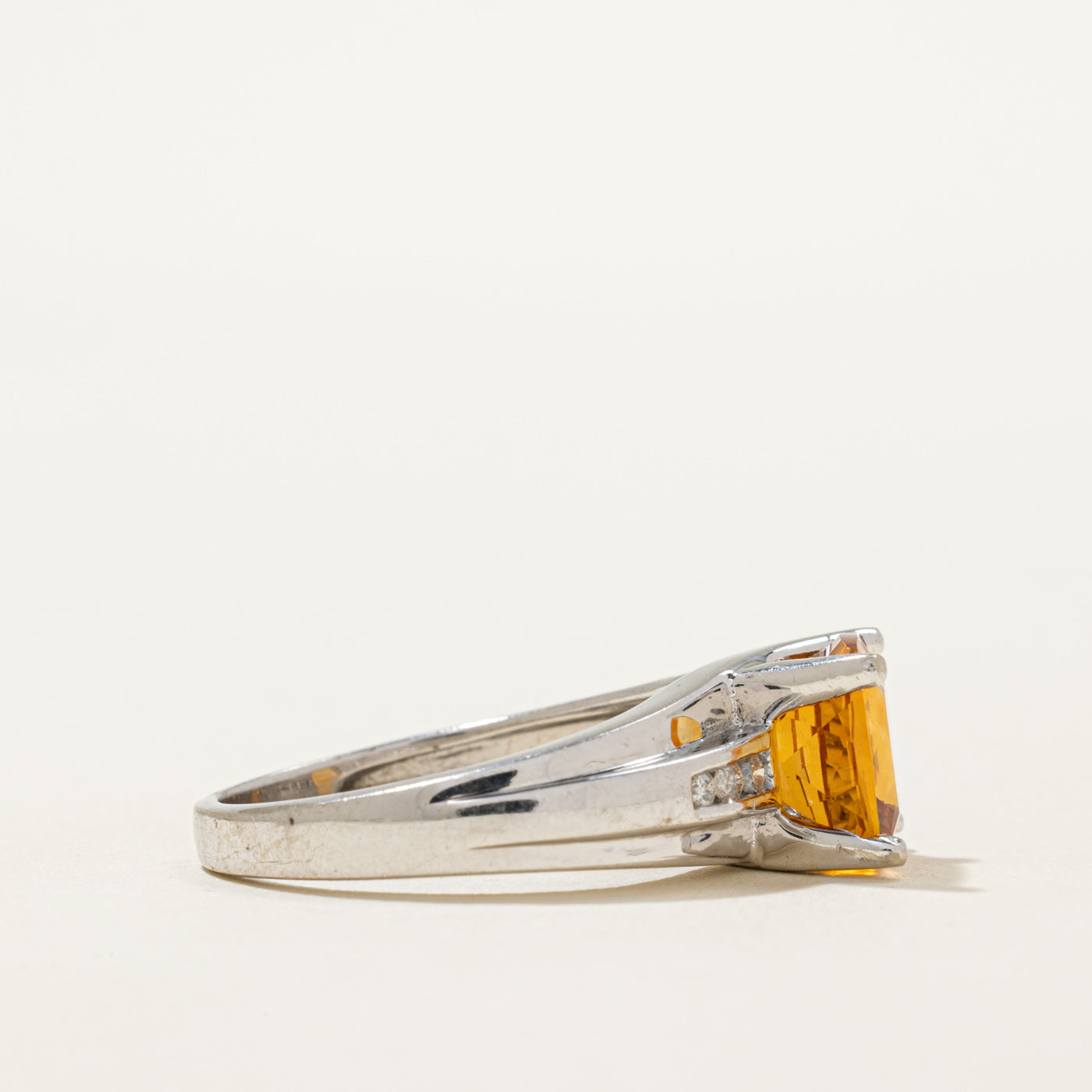 Citrine & Diamond Cocktail Ring | 2.40ct, 0.05ctw | SZ 8