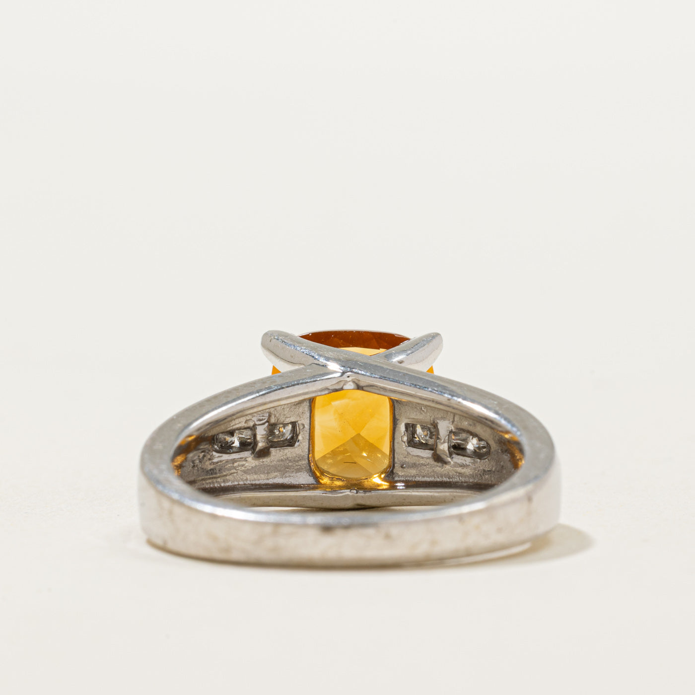 Citrine & Diamond Cocktail Ring | 2.40ct, 0.05ctw | SZ 8