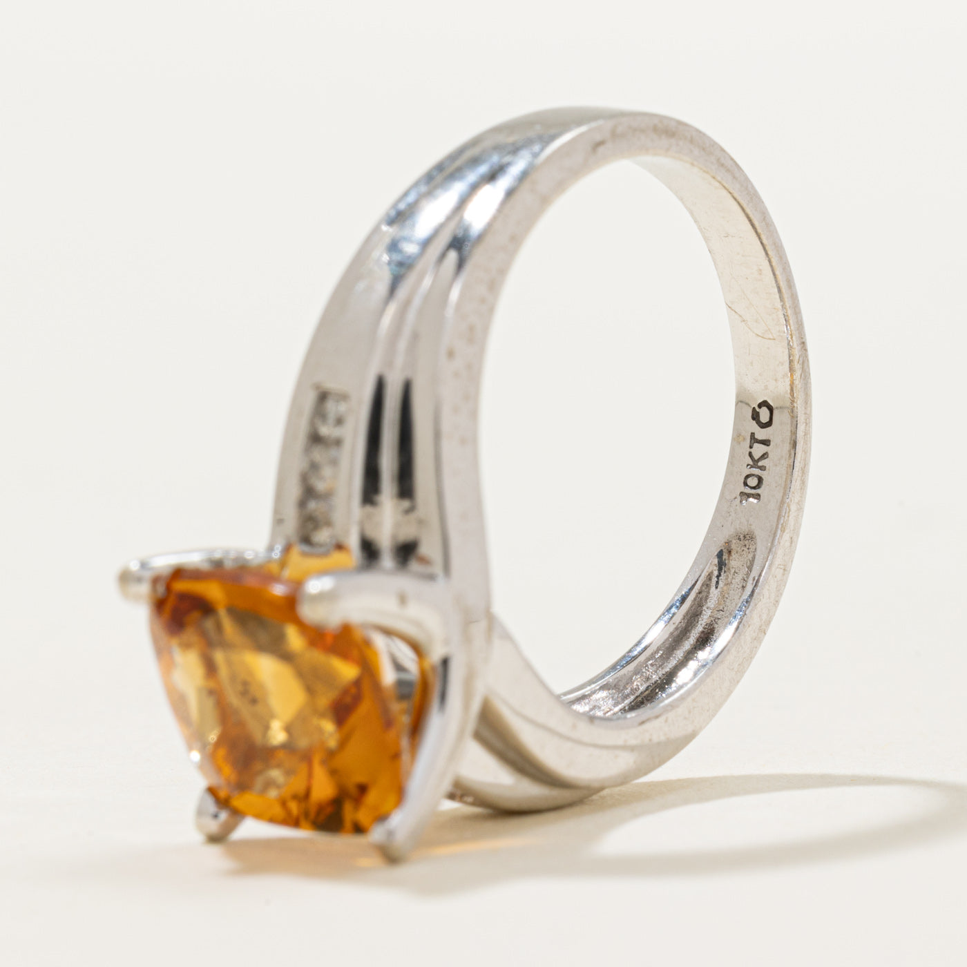 Citrine & Diamond Cocktail Ring | 2.40ct, 0.05ctw | SZ 8