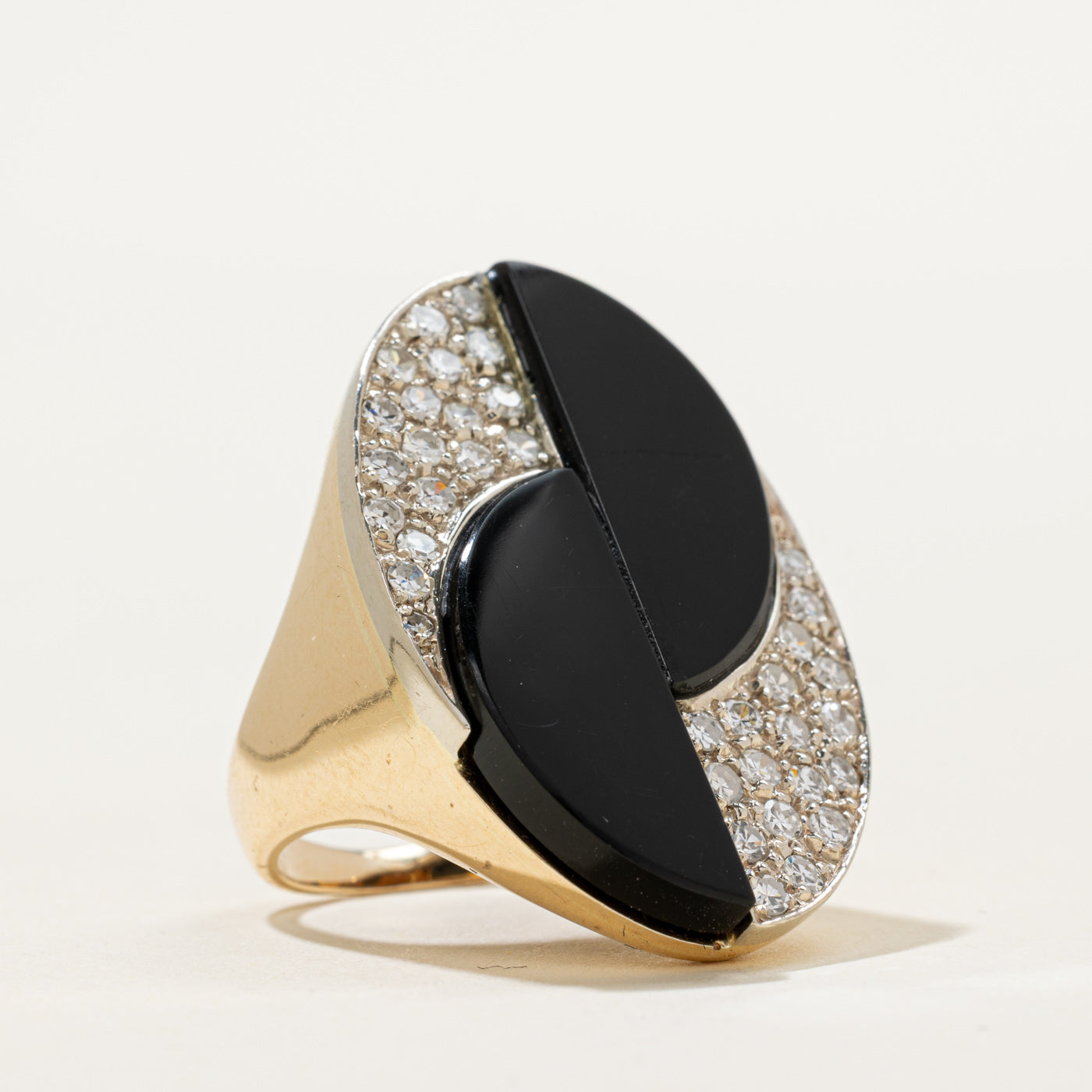 Onyx & Diamond Cluster Cocktail Ring | 7.00ctw, 0.36ctw | SZ 4