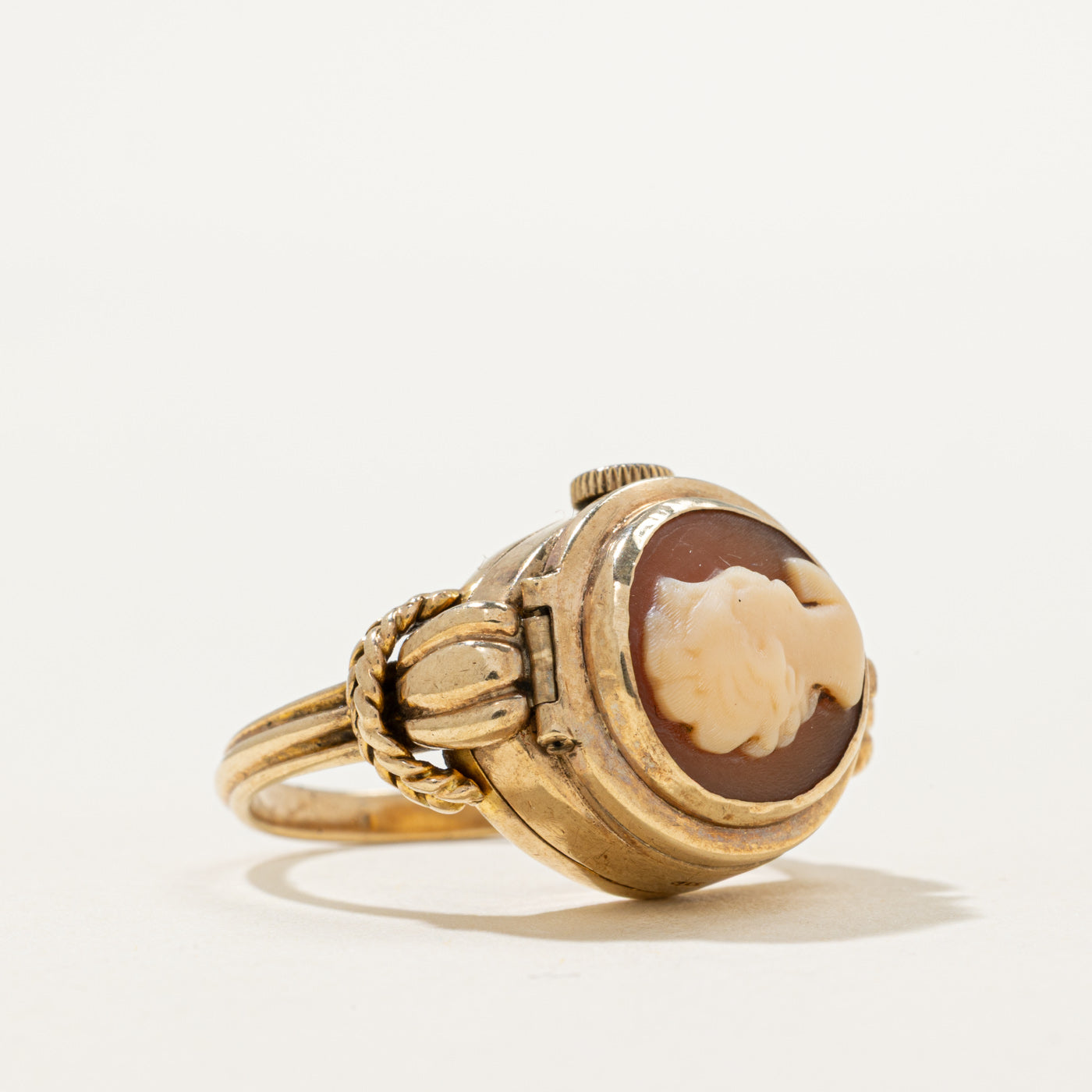 Antique 'Rotary' Shell Cameo Watch Ring | 3.00ct | SZ 5.5