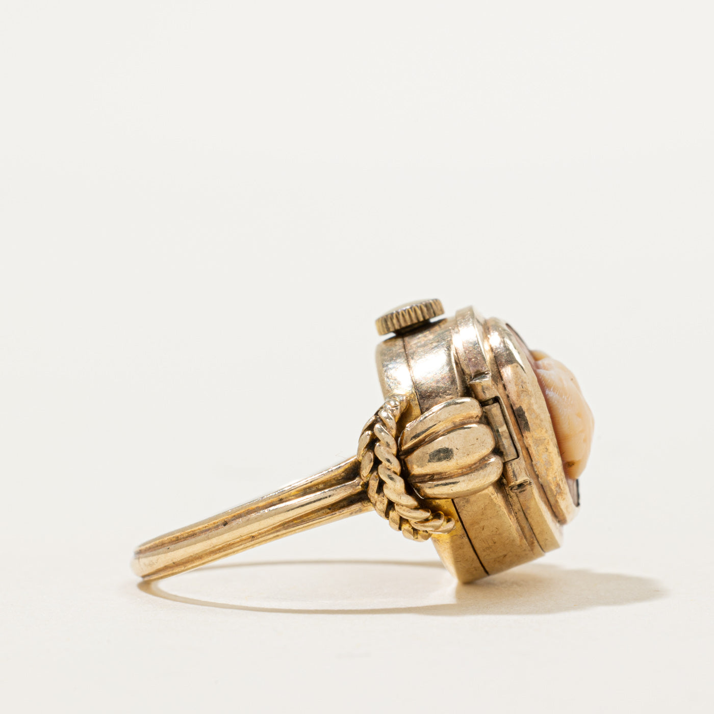 Antique 'Rotary' Shell Cameo Watch Ring | 3.00ct | SZ 5.5