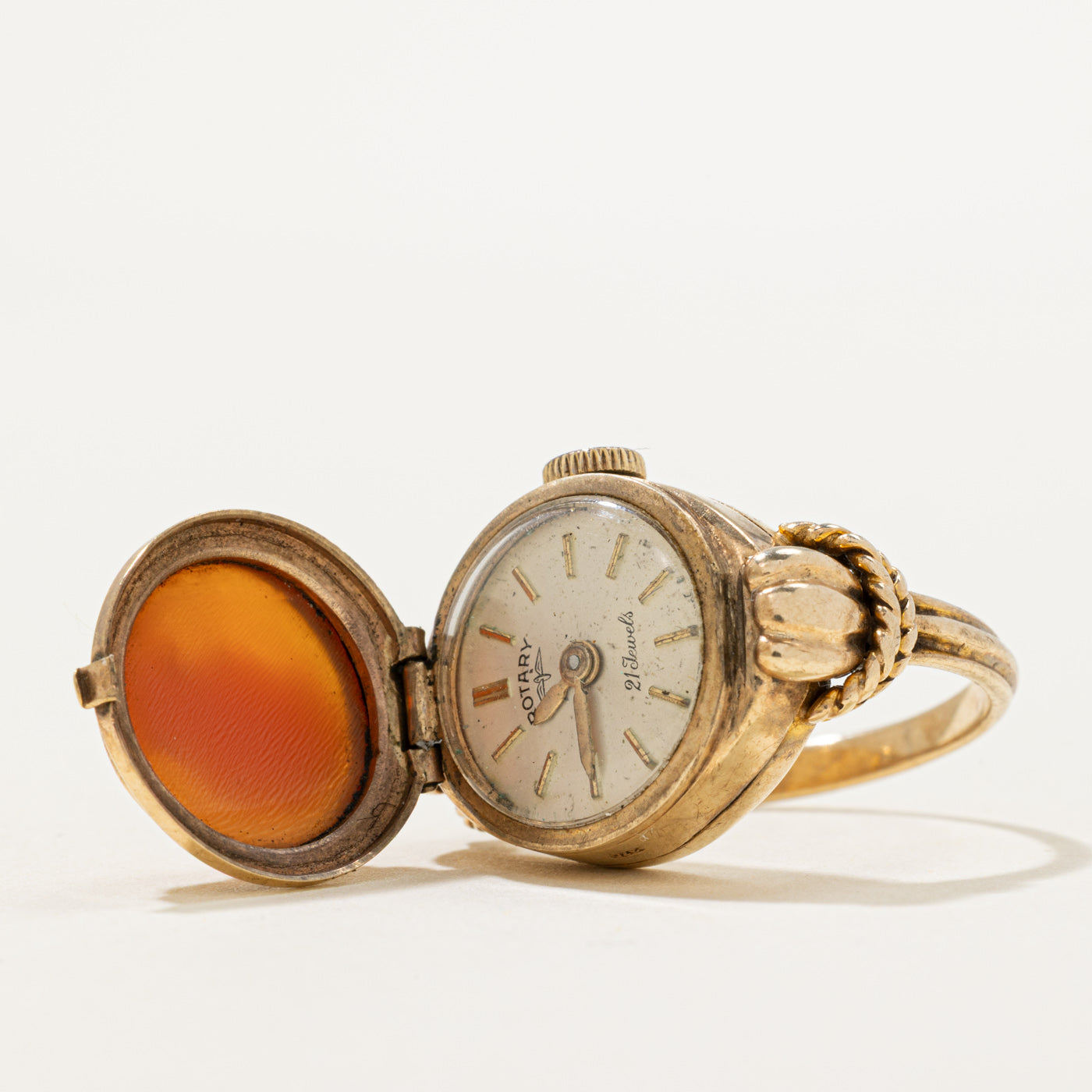 Antique 'Rotary' Shell Cameo Watch Ring | 3.00ct | SZ 5.5
