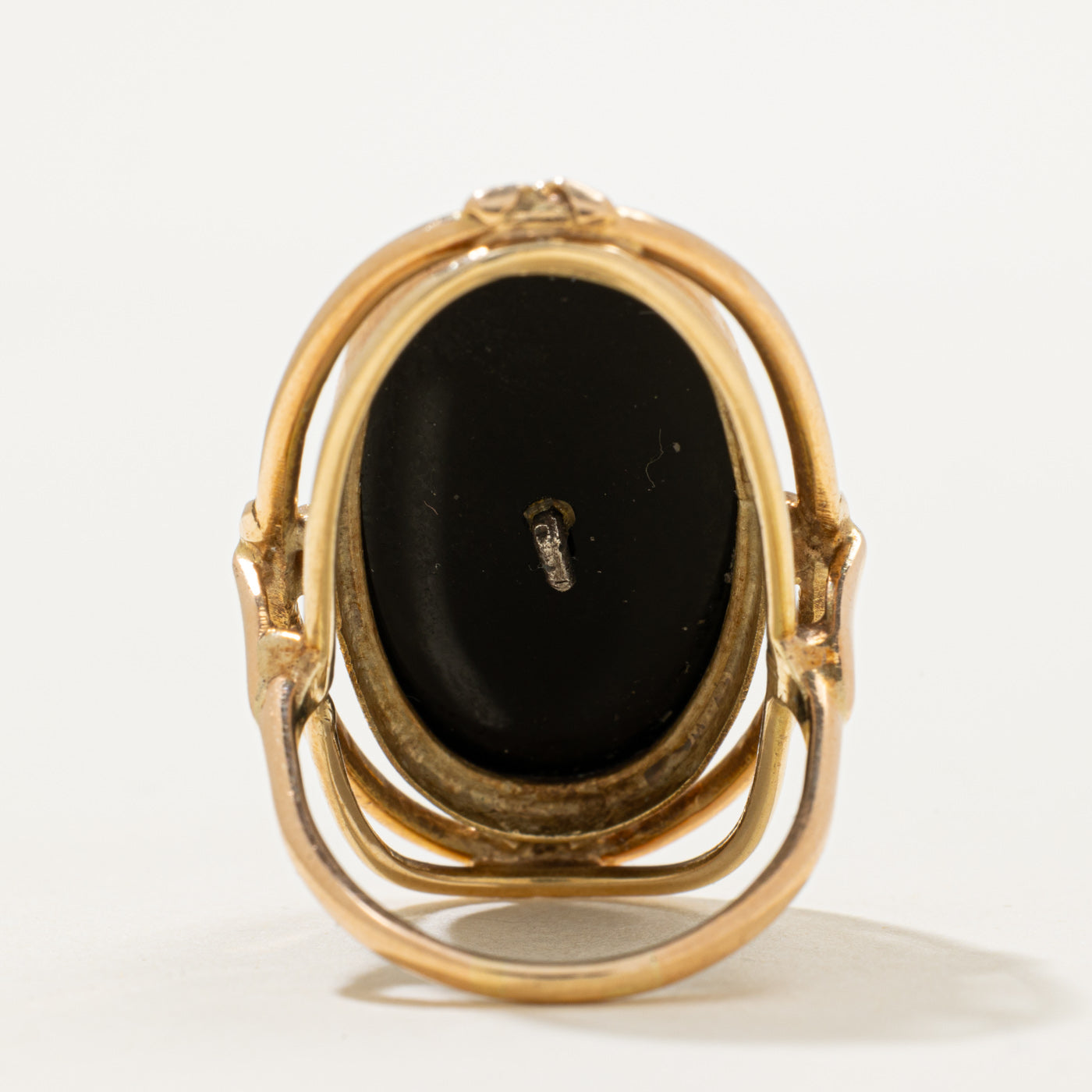 Antique Carved Onyx & Diamond Cocktail Ring | 10.00ct, 0.40ctw | SZ 7