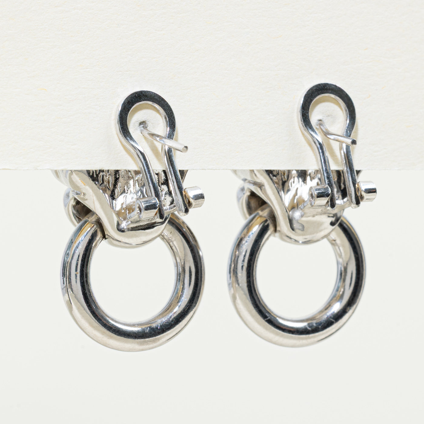 18k White Gold Jaguar Door Knocker Earrings