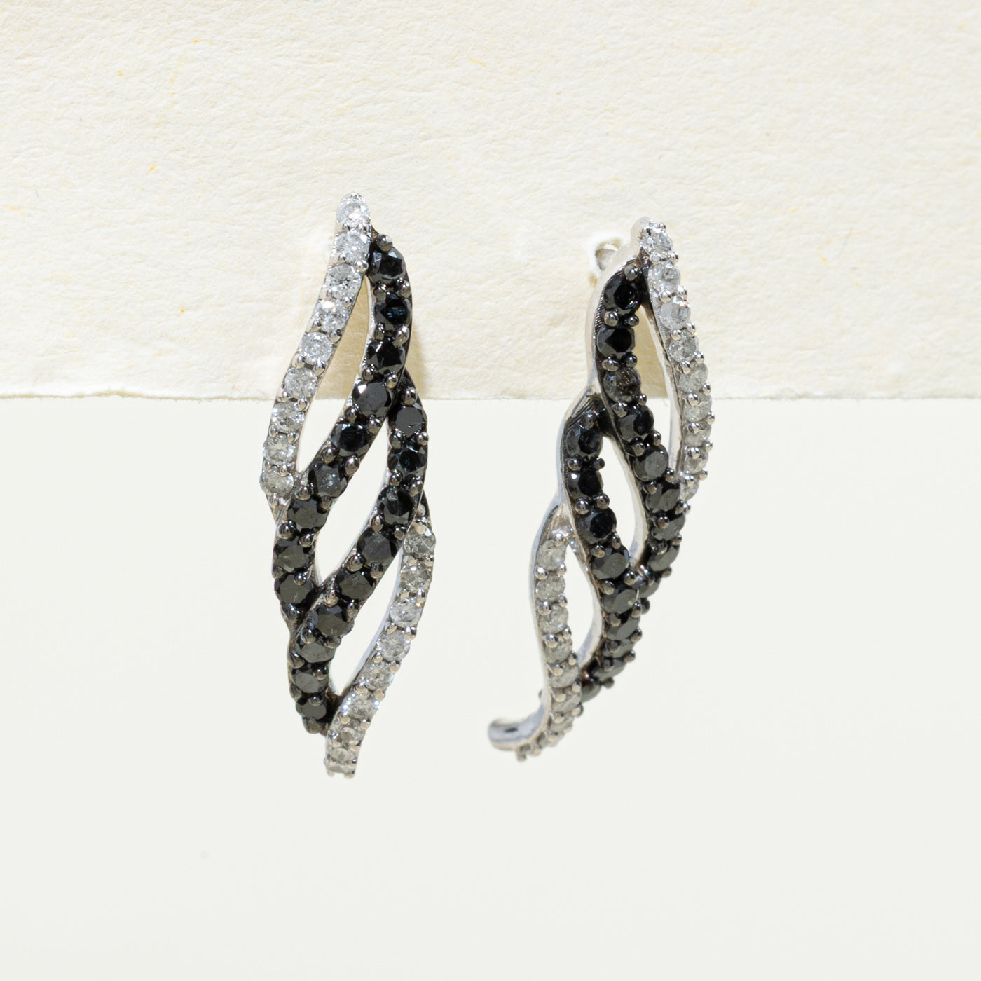 Black & White Diamond Twist Drop Earrings | 0.54ctw
