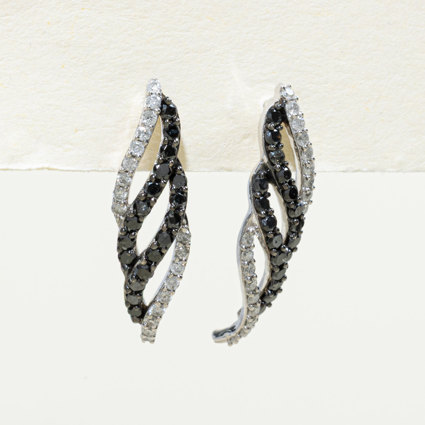 Black & White Diamond Twist Drop Earrings | 0.54ctw