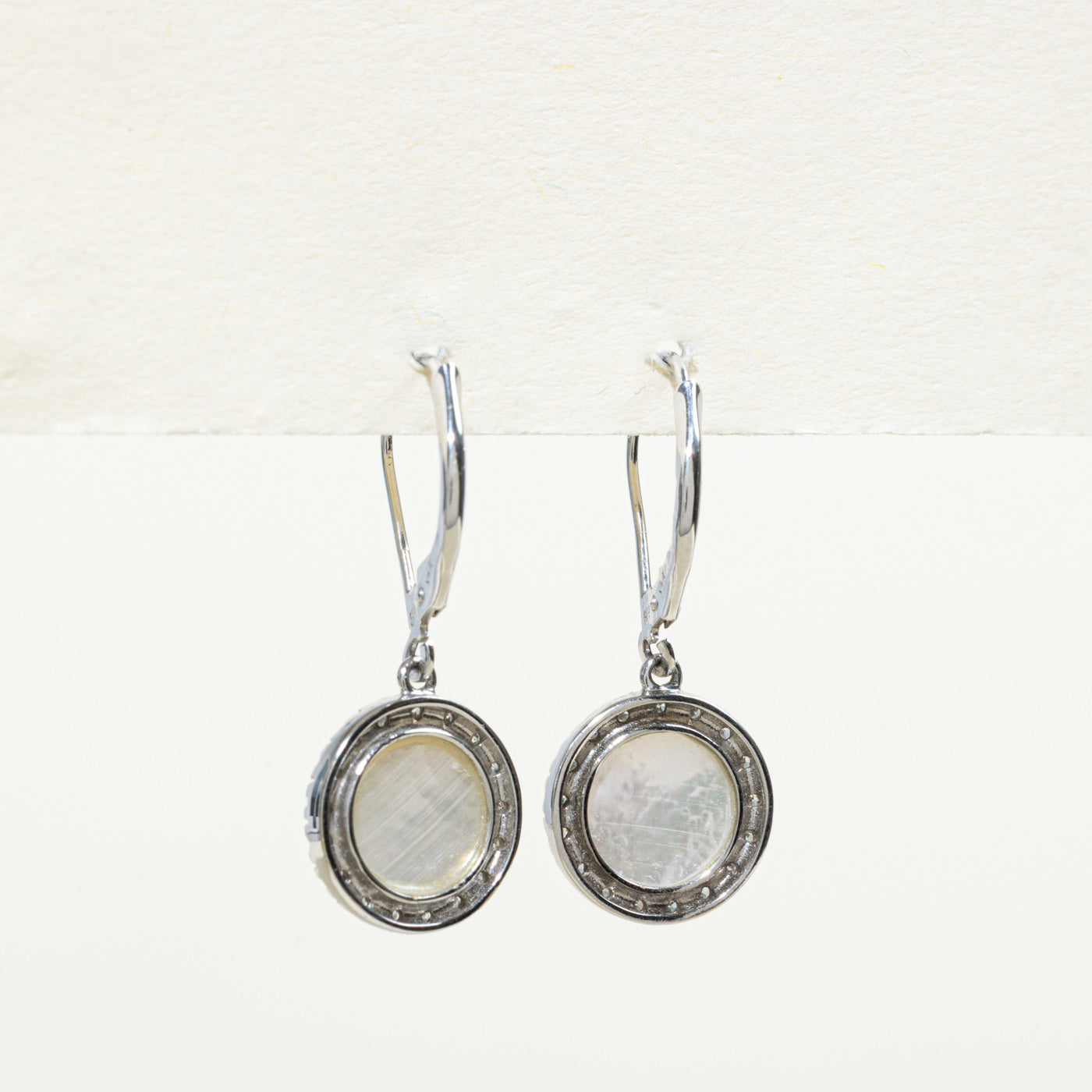 Mother of Pearl & Diamond Halo Drop Earrings | 1.00ctw, 0.07ctw |