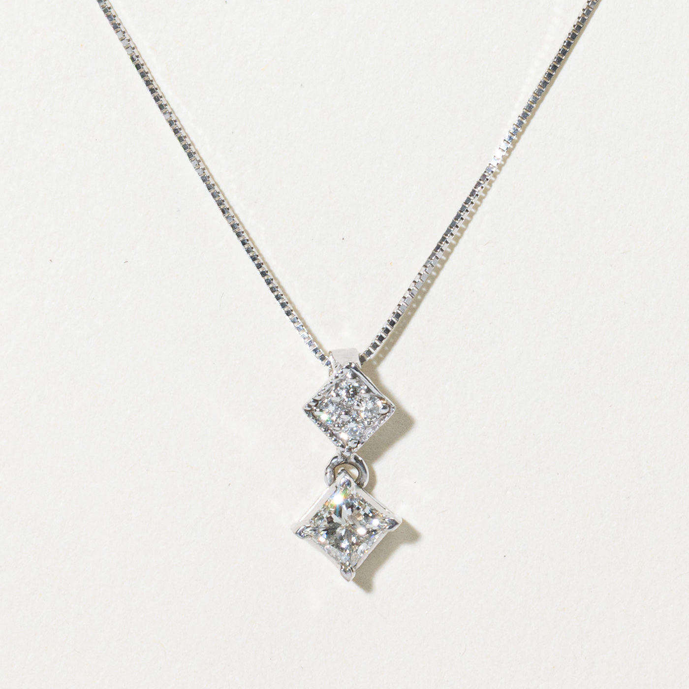 Princess Cut Diamond Drop Pendant Necklace | 0.43ct | 18"