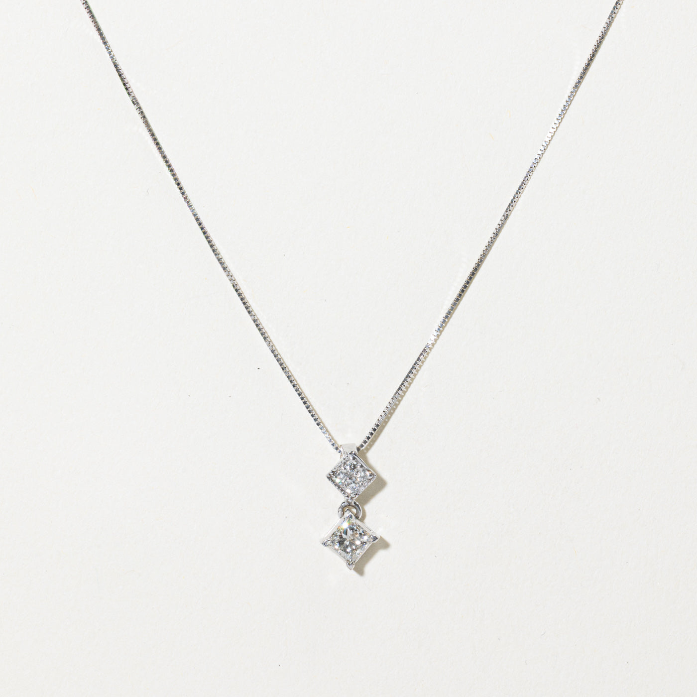 Princess Cut Diamond Drop Pendant Necklace | 0.43ct | 18"