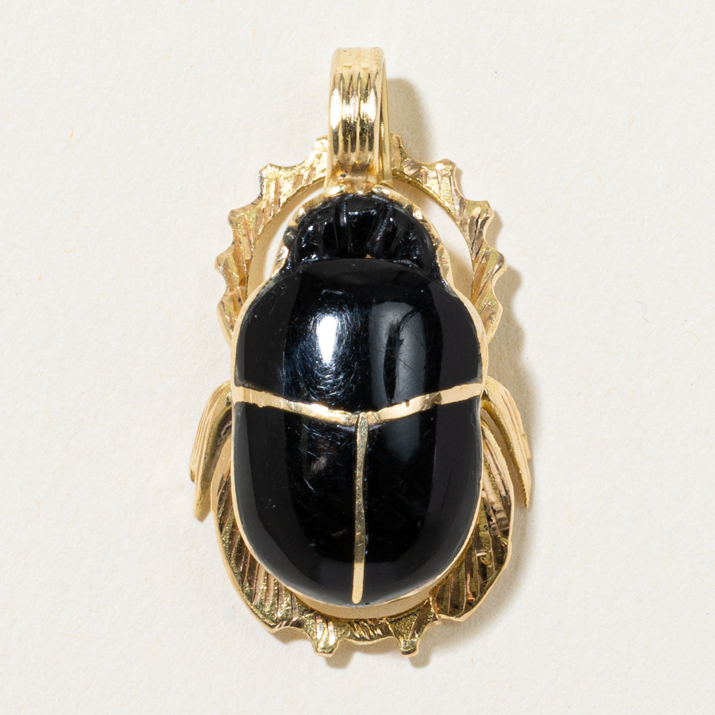 18k Yellow Gold & Enamel Egyptian Scarab Pendant