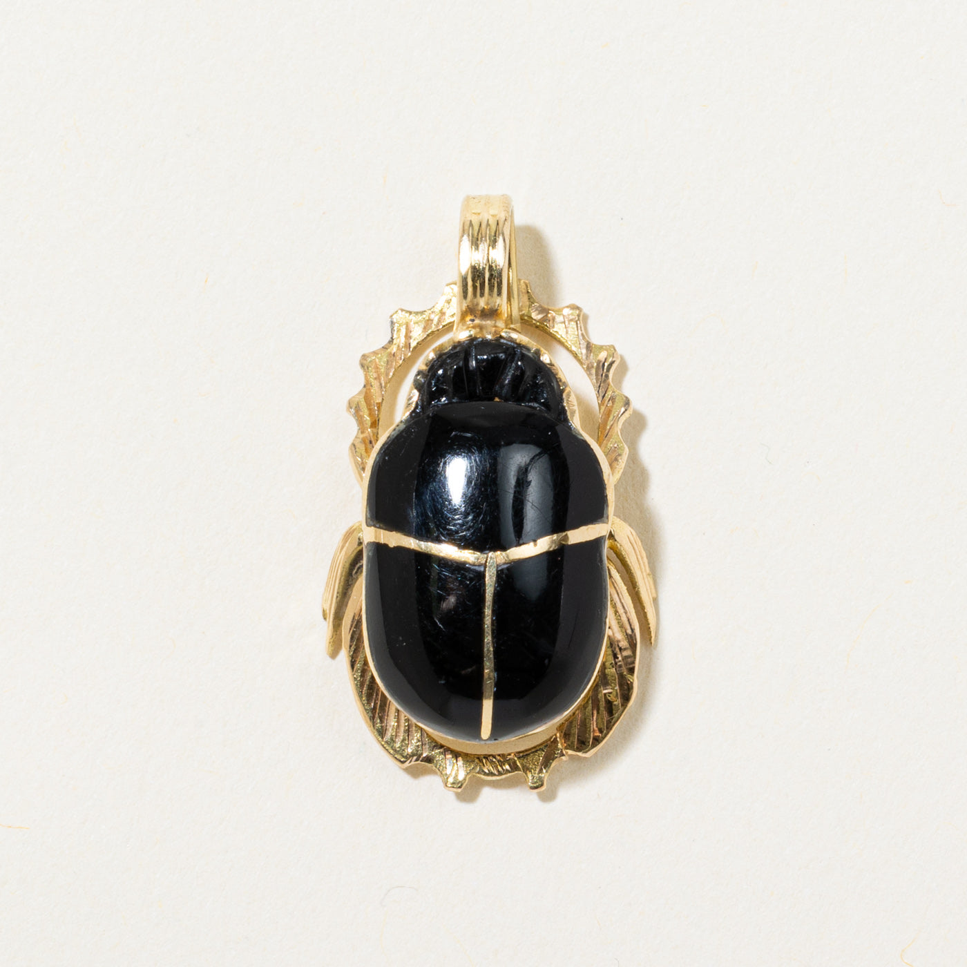 18k Yellow Gold & Enamel Egyptian Scarab Pendant