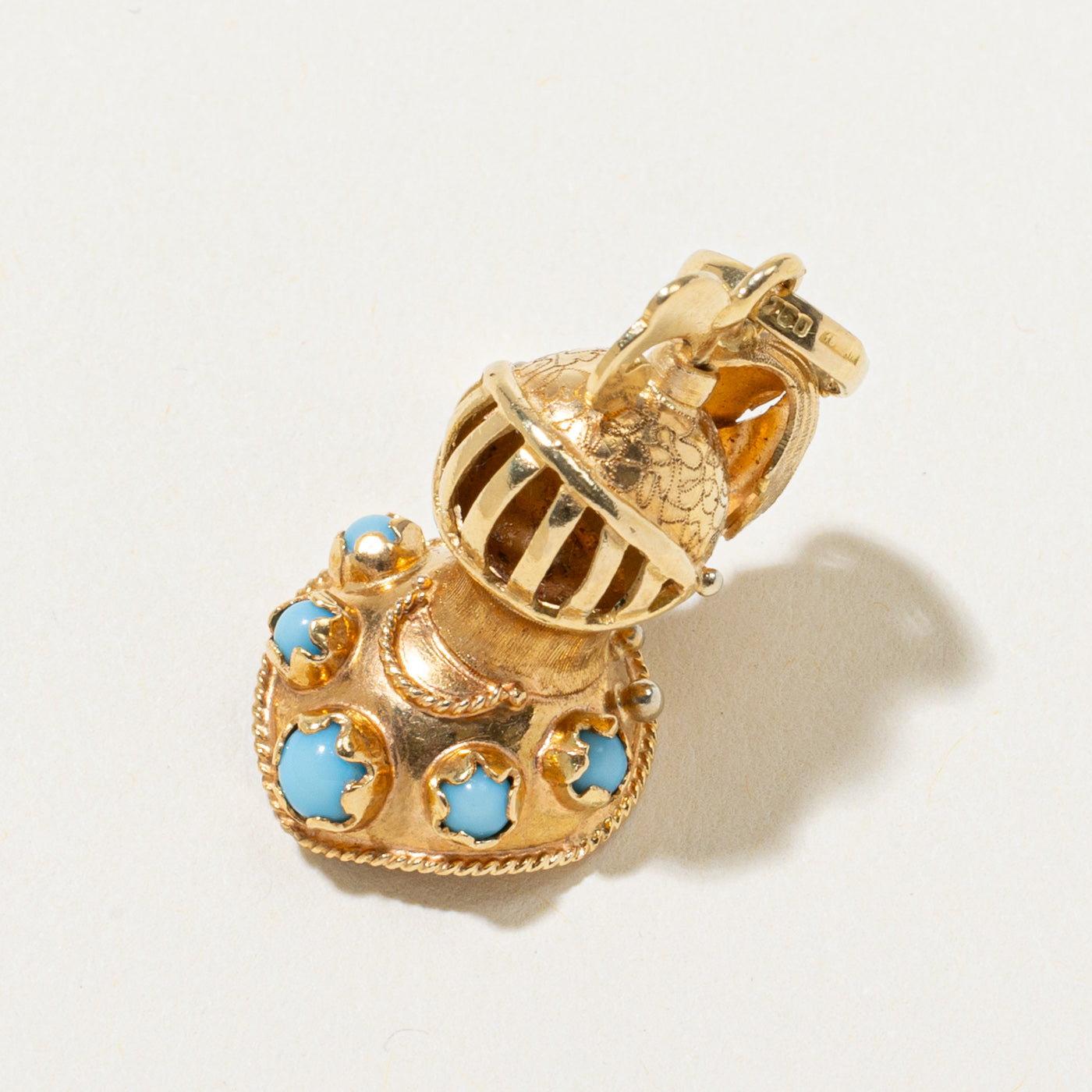 Vintage Italian 18k Yellow Gold Knight Helmet Pendant