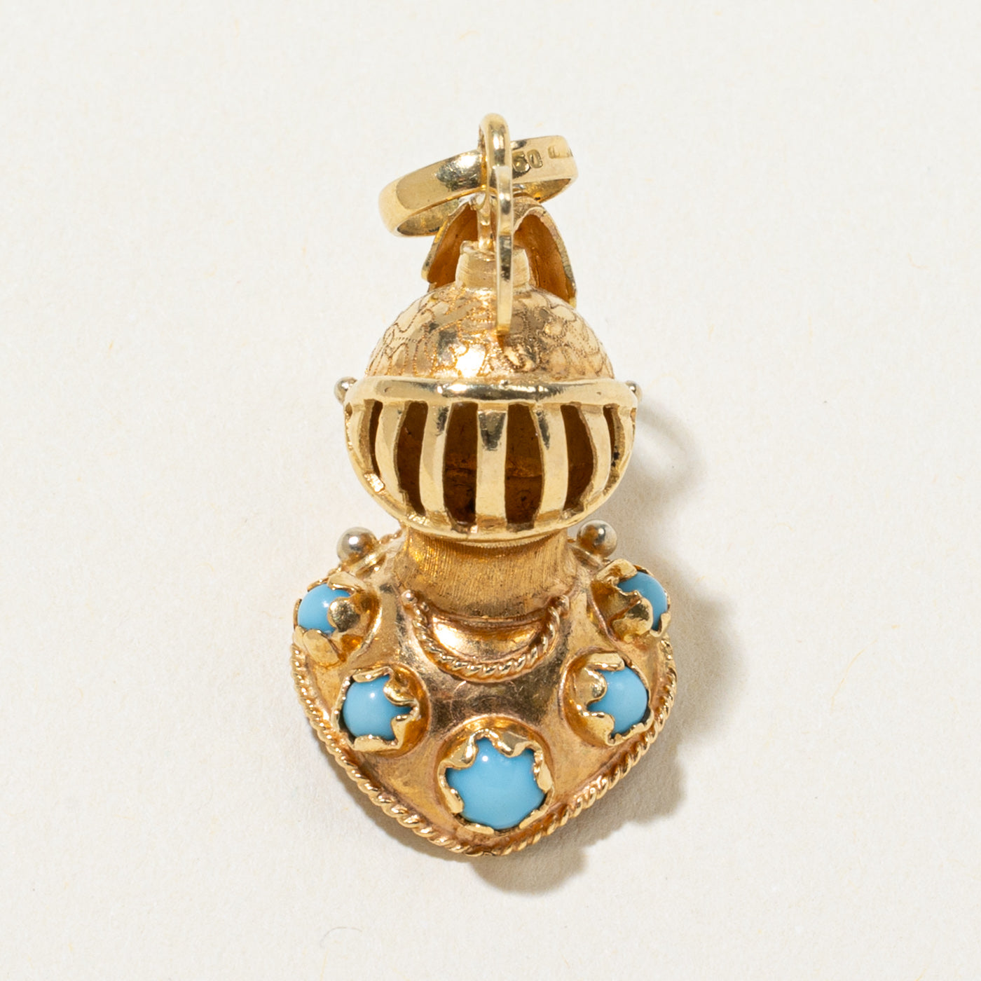 Vintage Italian 18k Yellow Gold Knight Helmet Pendant
