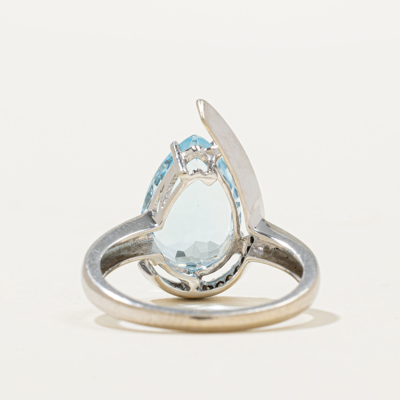 Blue Topaz & Diamond Cocktail Ring | 4.30ct, 0.04ctw | SZ 6.5