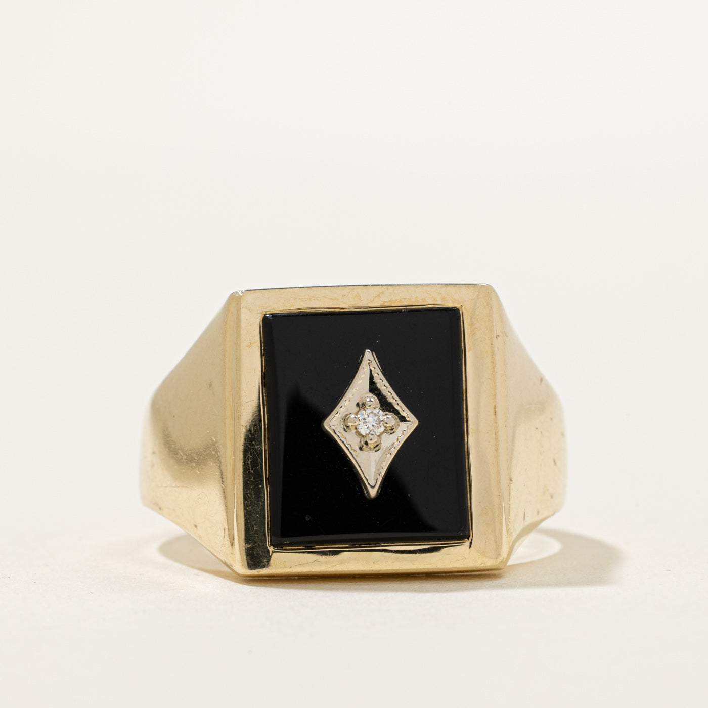 Onyx & Diamond Cocktail Ring | 2.50ct, 0.02ct | SZ 13.5