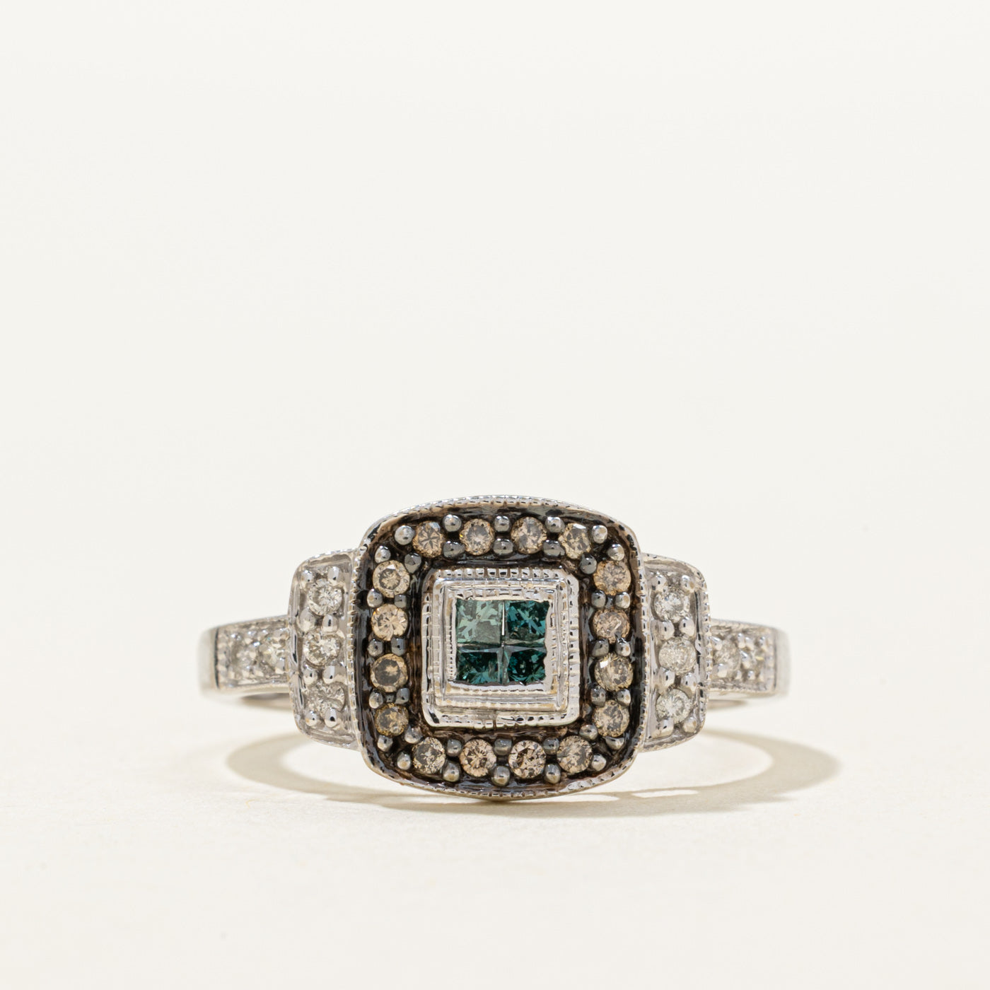 Blue & White Diamond Cluster Ring | 0.20ctw | SZ 7.25