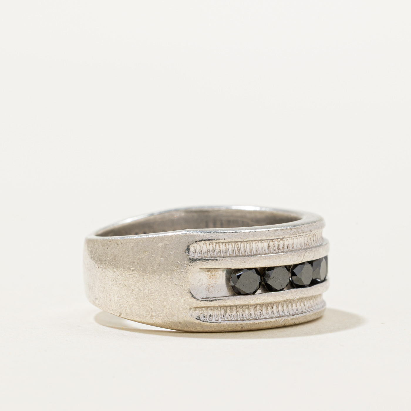 Channel Set Semi Eternity Black Diamond Ring | 0.90ctw | SZ 8.25