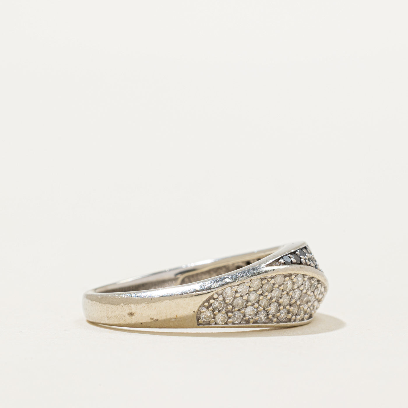 Black & White Diamond Knife Edge Ring | 0.28ctw | SZ 7