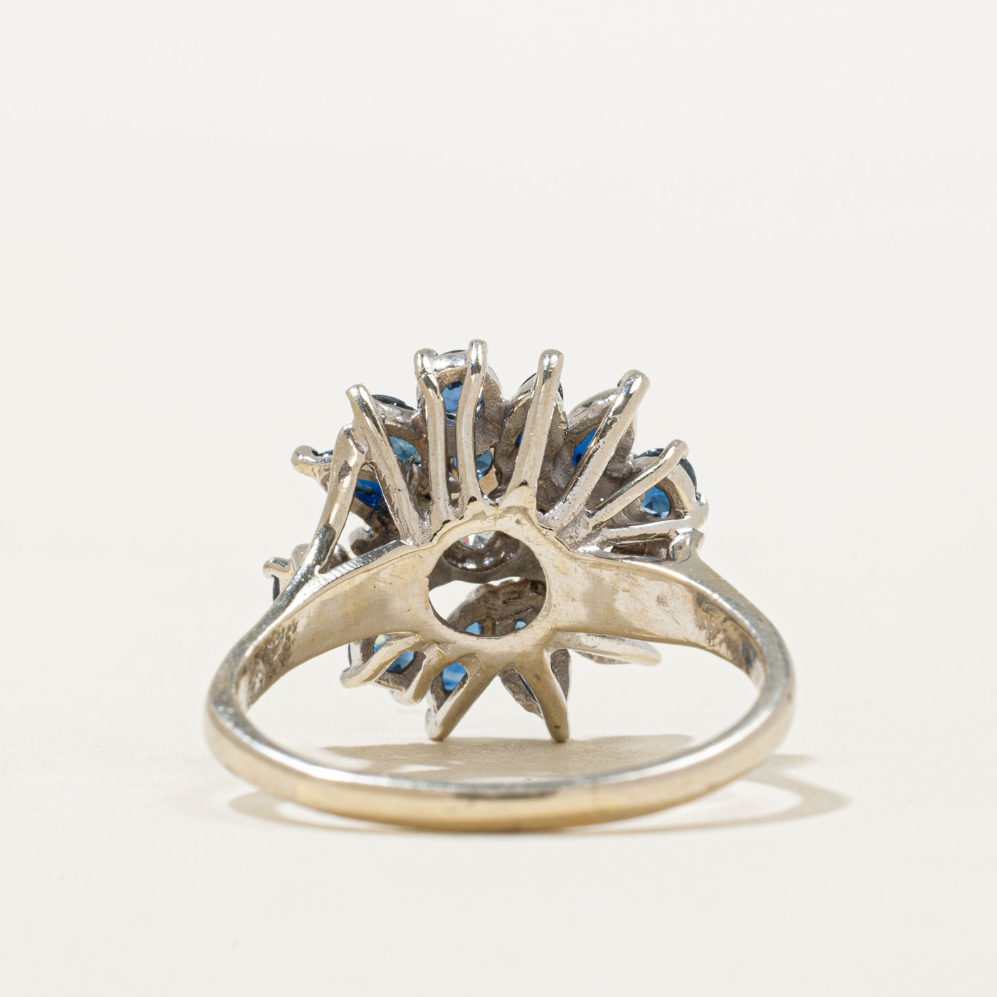 Sapphire & Diamond Cluster Cocktail Ring | 1.10ctw, 0.06ct | SZ 8.25