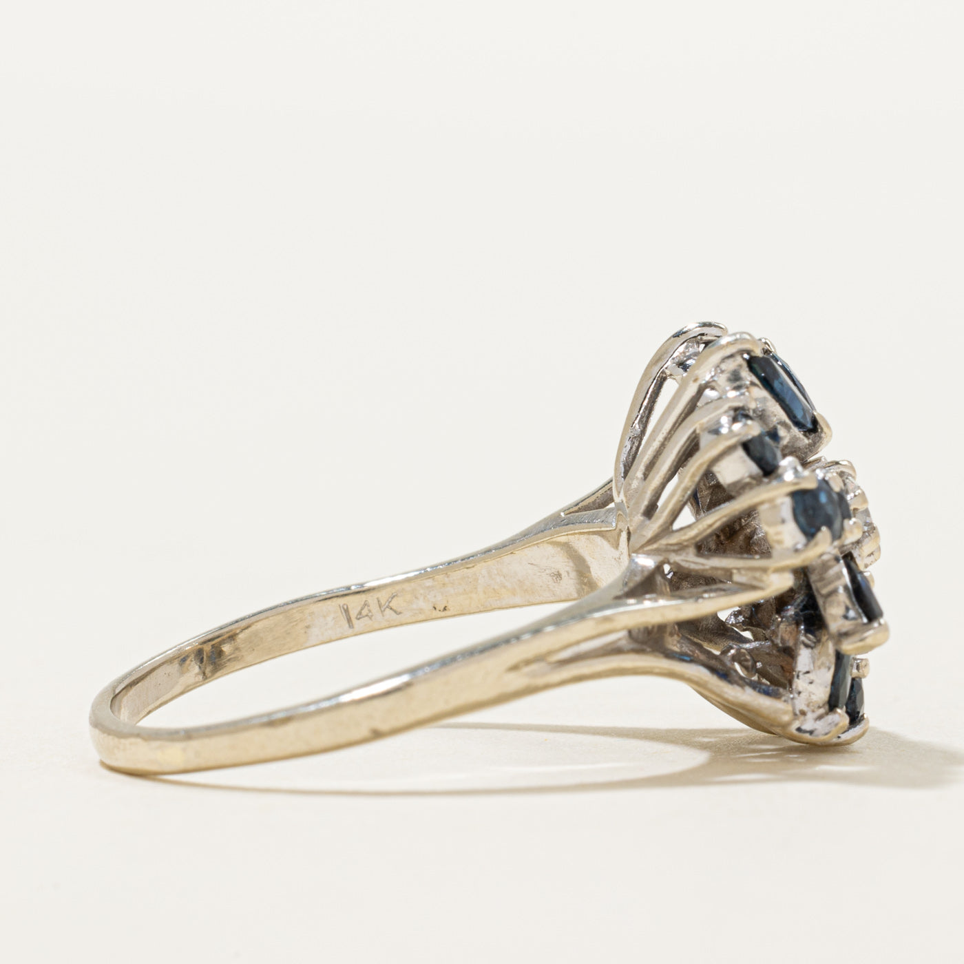 Sapphire & Diamond Cluster Cocktail Ring | 1.10ctw, 0.06ct | SZ 8.25