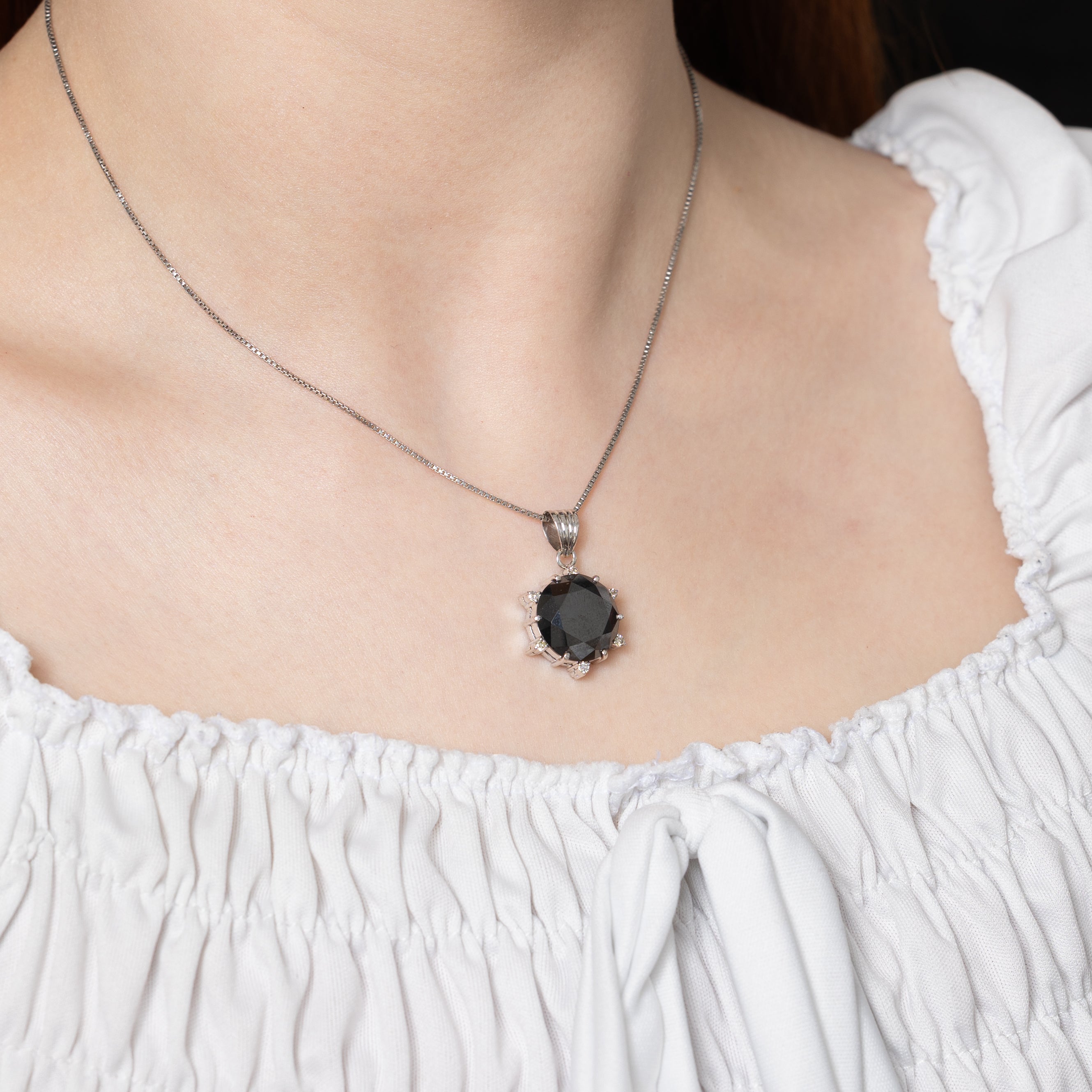 Natural Black & White Diamond Pendant Necklace | 6.12ctw | 16"