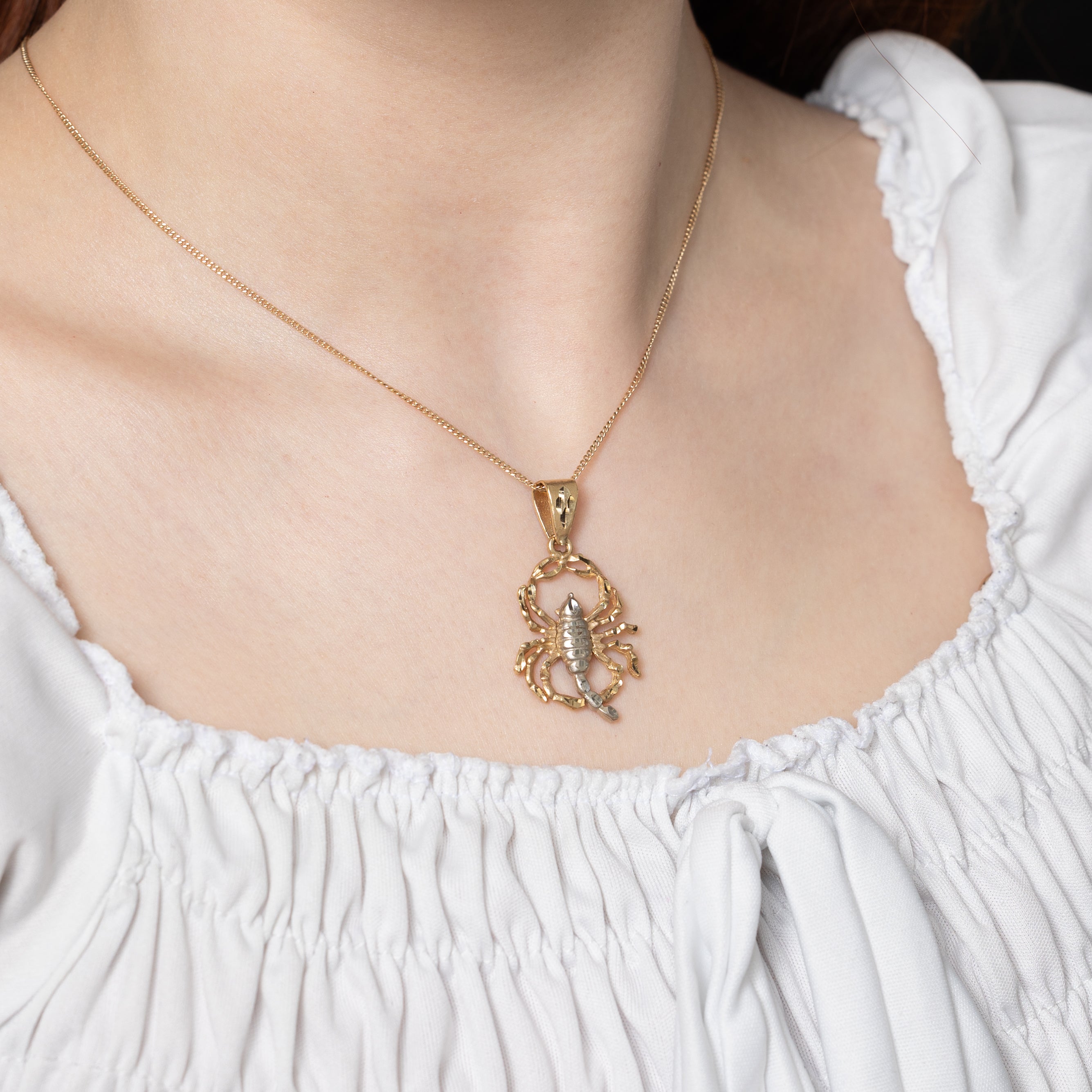 14k Two Tone Gold Scorpio Pendant