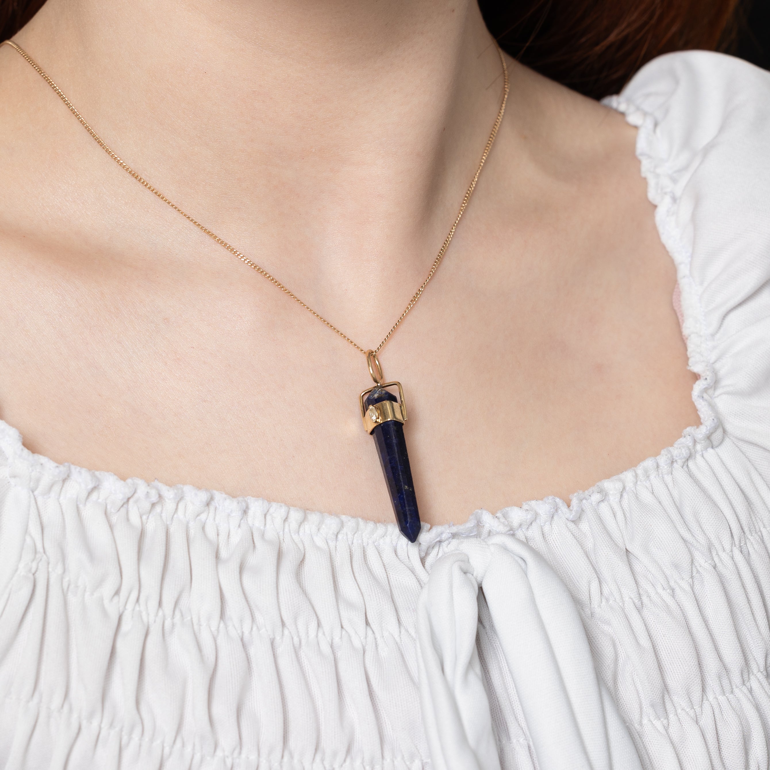 Lapis Lazuli & Diamond Drop Pendant | 22.00ct, 0.05ct