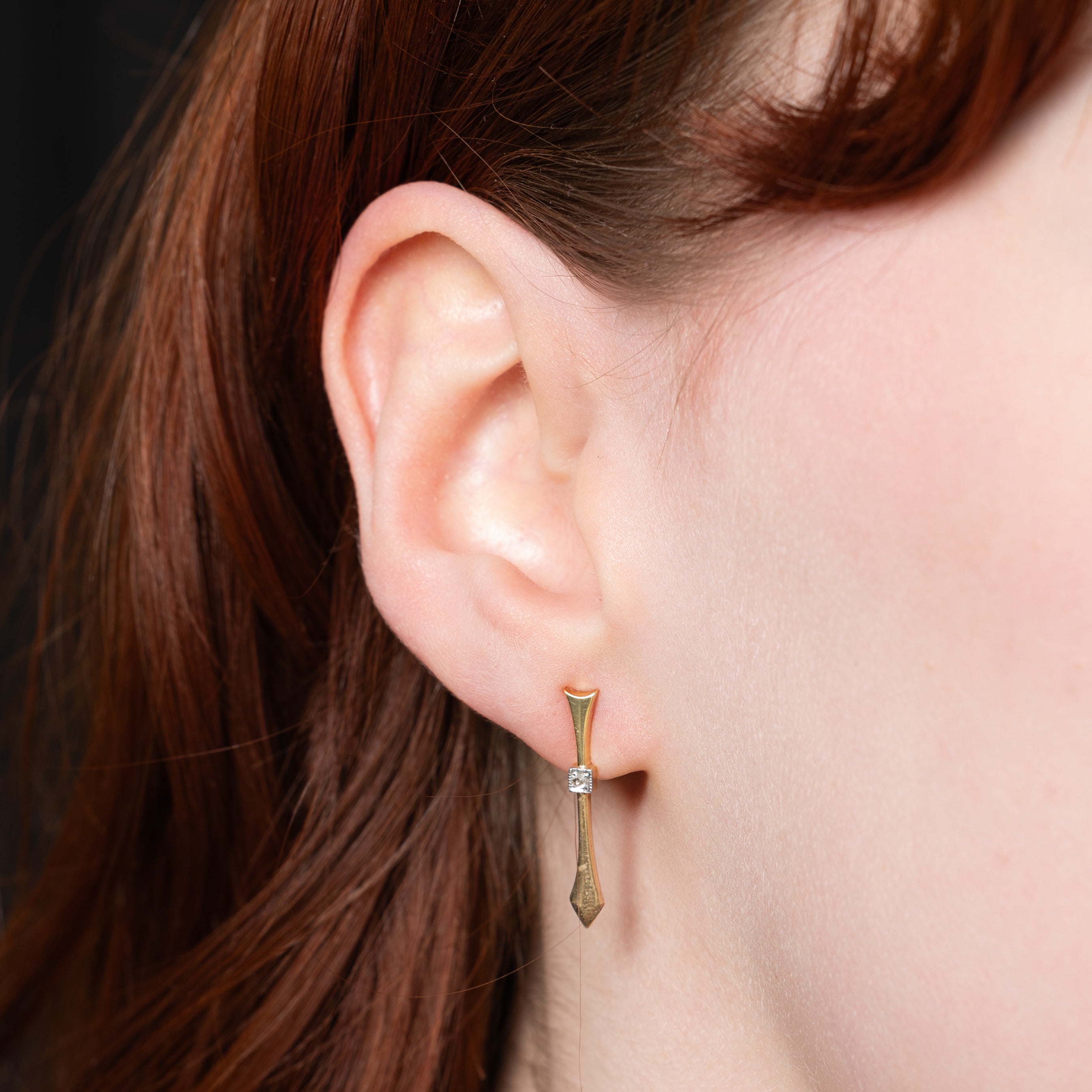 Diamond Arrow Drop Stud Earrings | 0.05ctw