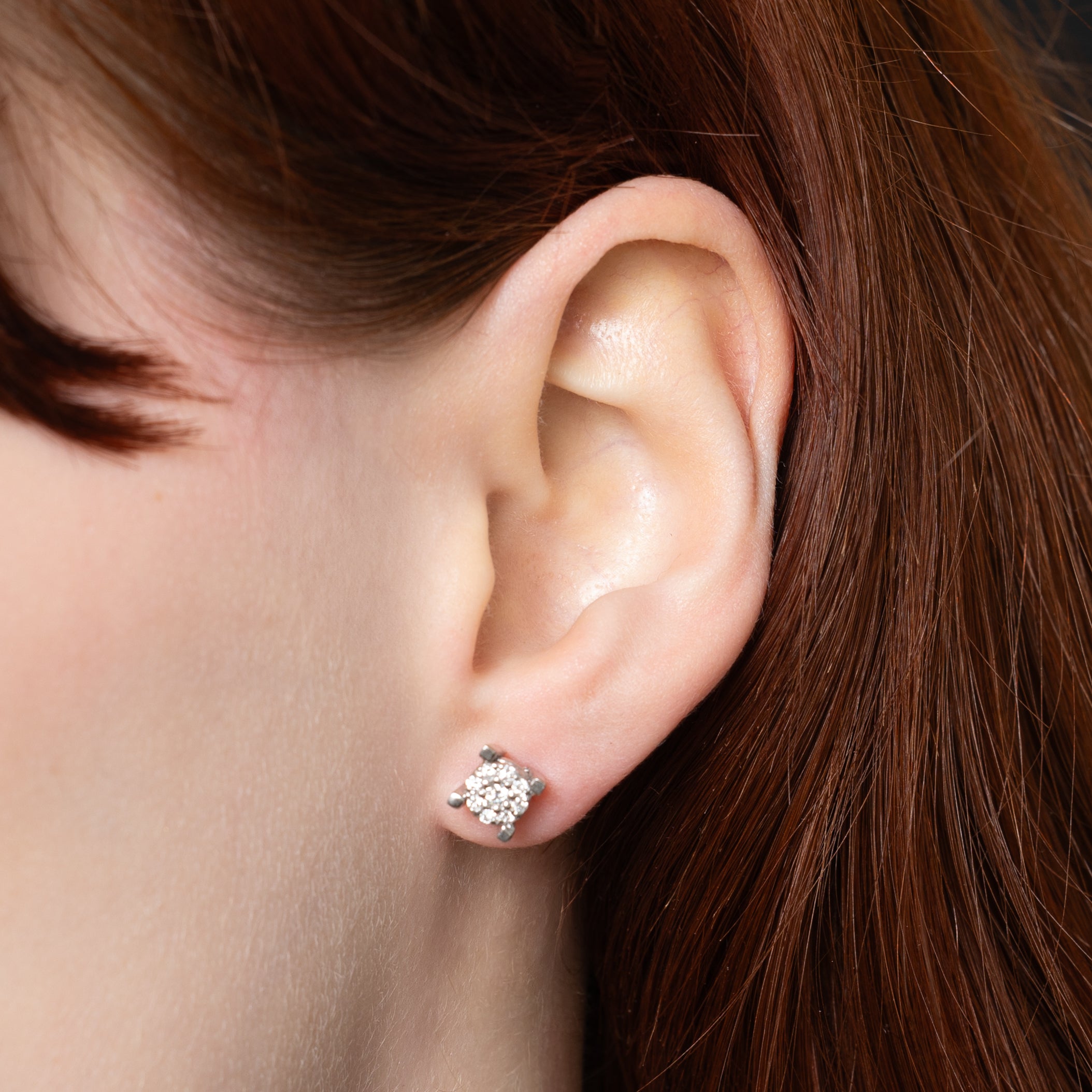 Diamond Cluster Stud Earrings | 0.12ctw