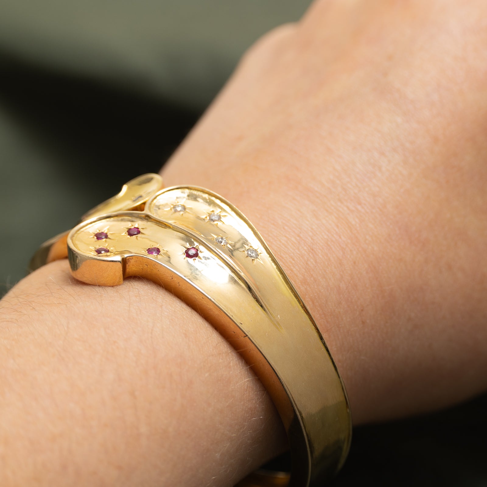 Scattered Ruby, Sapphire & Diamond Bangle | 0.32ctw, 0.12ct | 6.5"