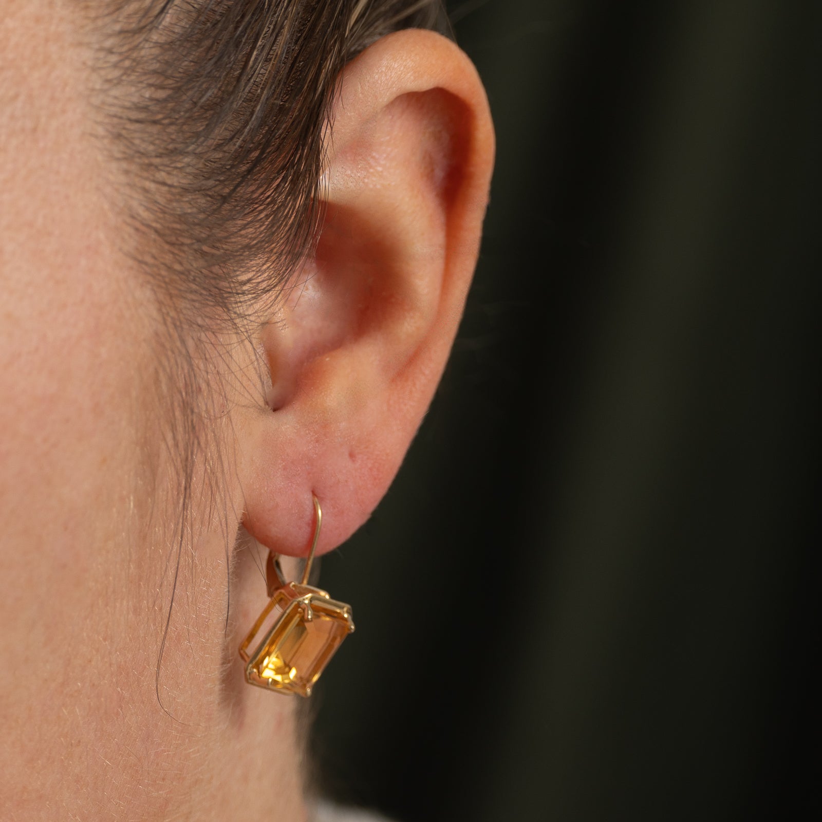 Emerald Cut Citrine Drop Earrings | 6.00ctw