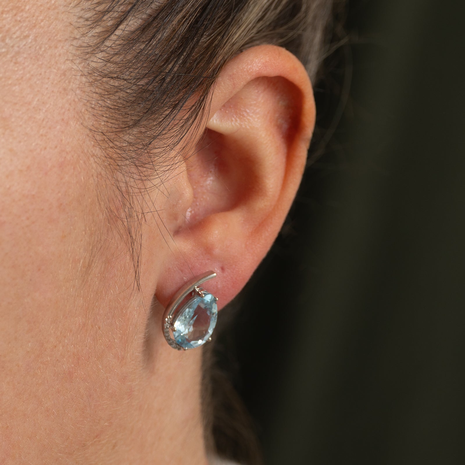 Topaz Stud & Diamond Stud Earrings | 4.00ctw, 0.08ctw |