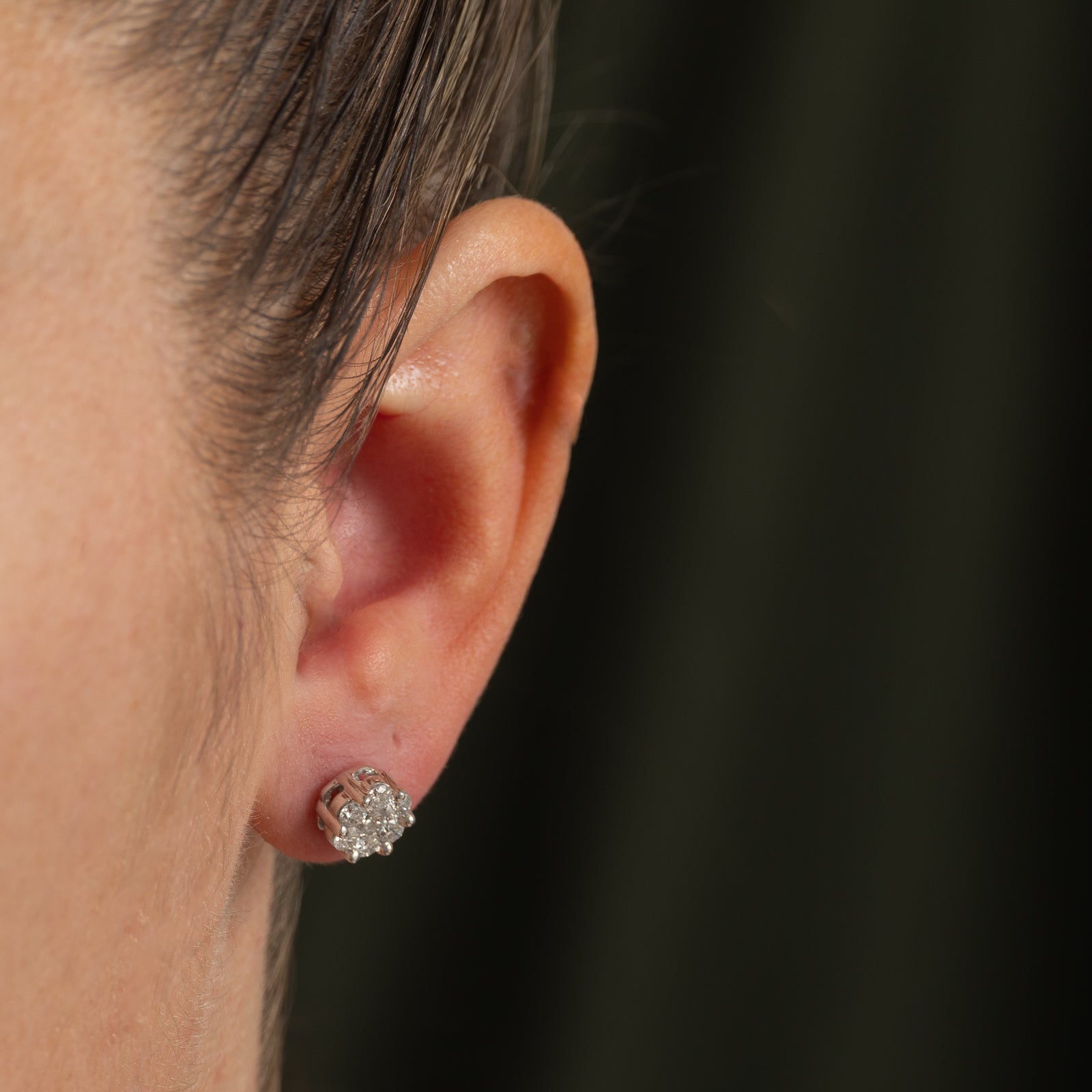Diamond Cluster Stud Earrings | 1.00ctw