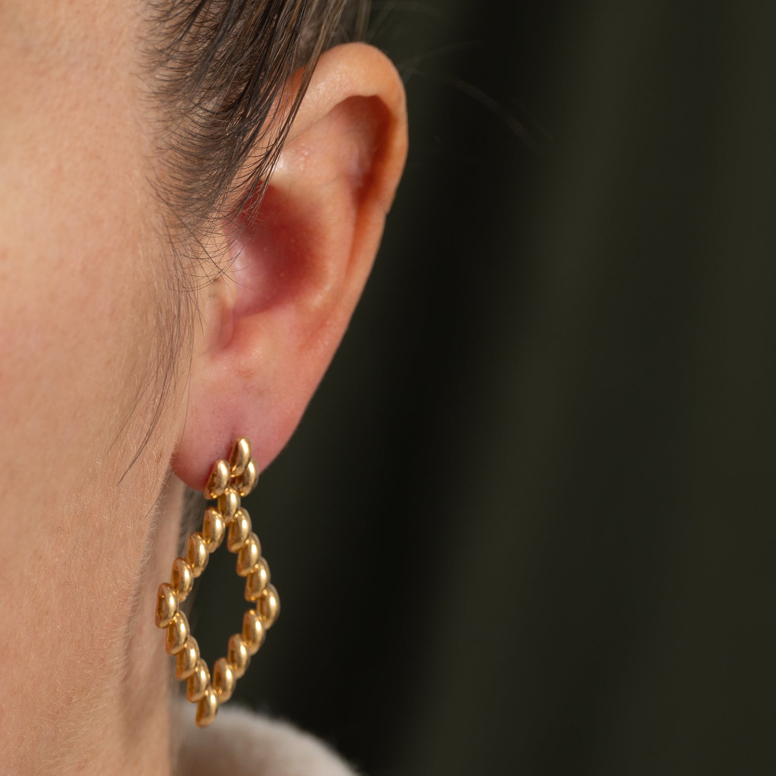 14k Yellow Gold Rhombus Drop Earrings