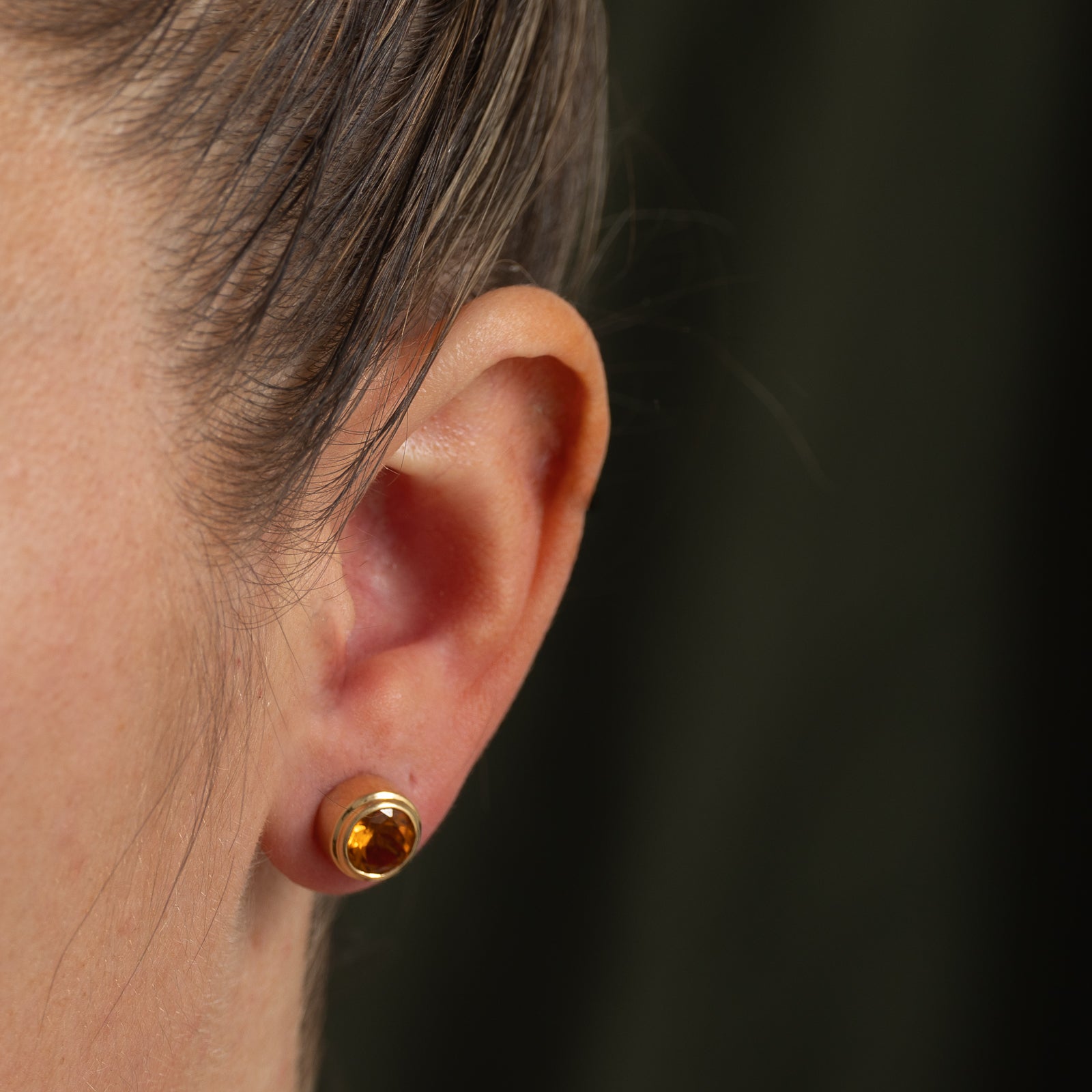 Bezel Set Citrine Stud Earrings | 1.60ctw