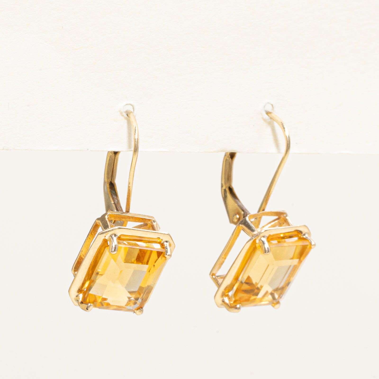 Emerald Cut Citrine Drop Earrings | 6.00ctw