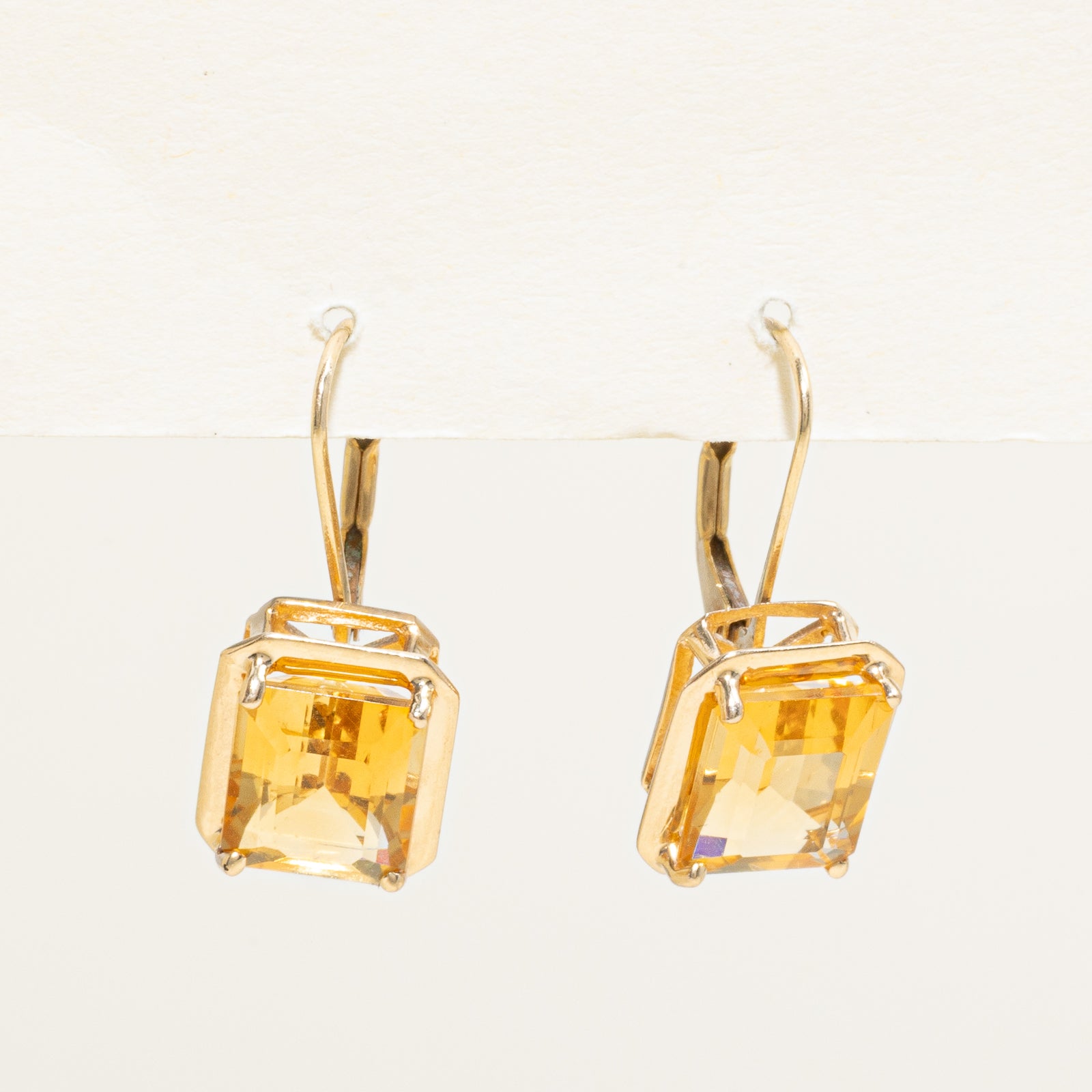 Emerald Cut Citrine Drop Earrings | 6.00ctw