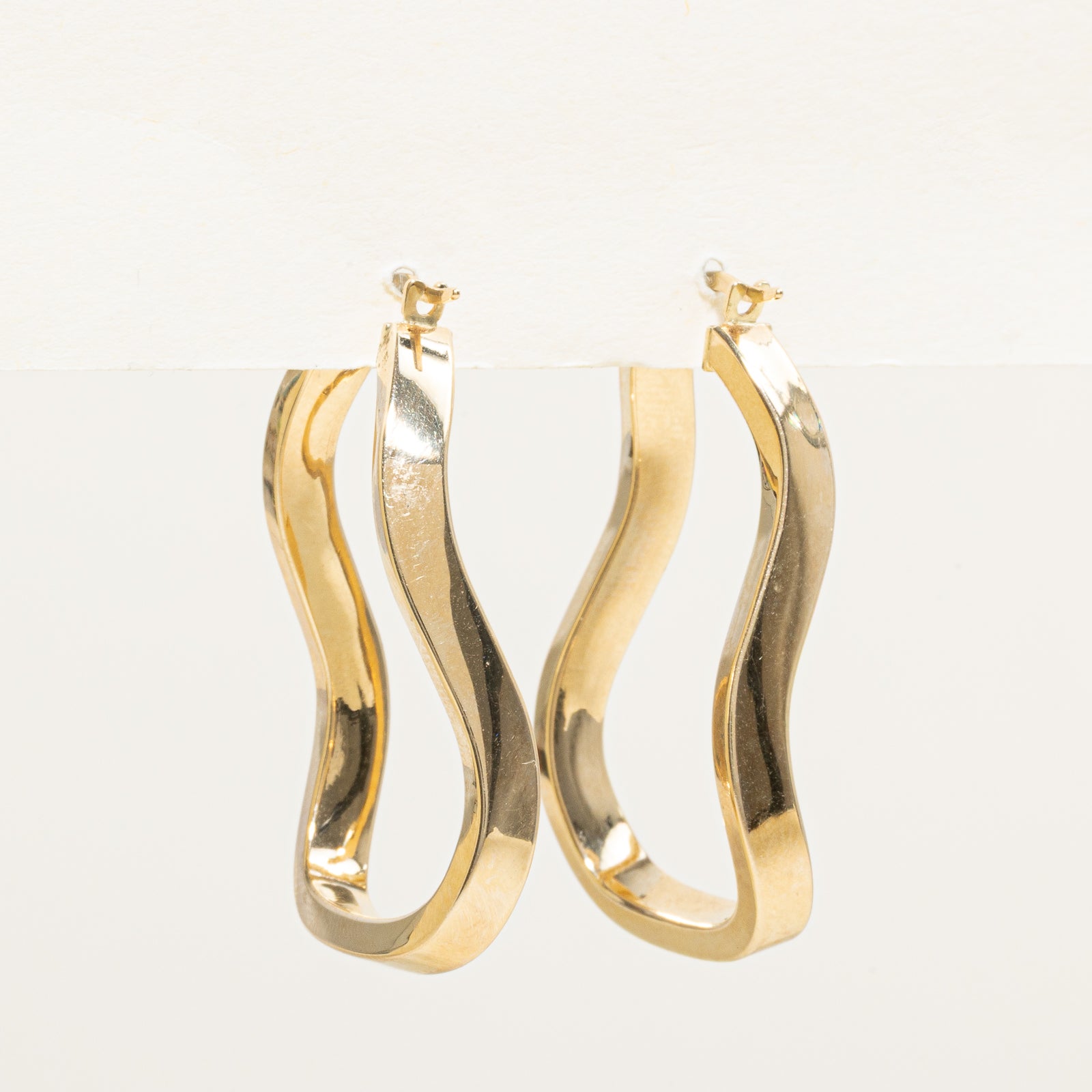 14k Yellow Gold Abstract Hoop Earrings