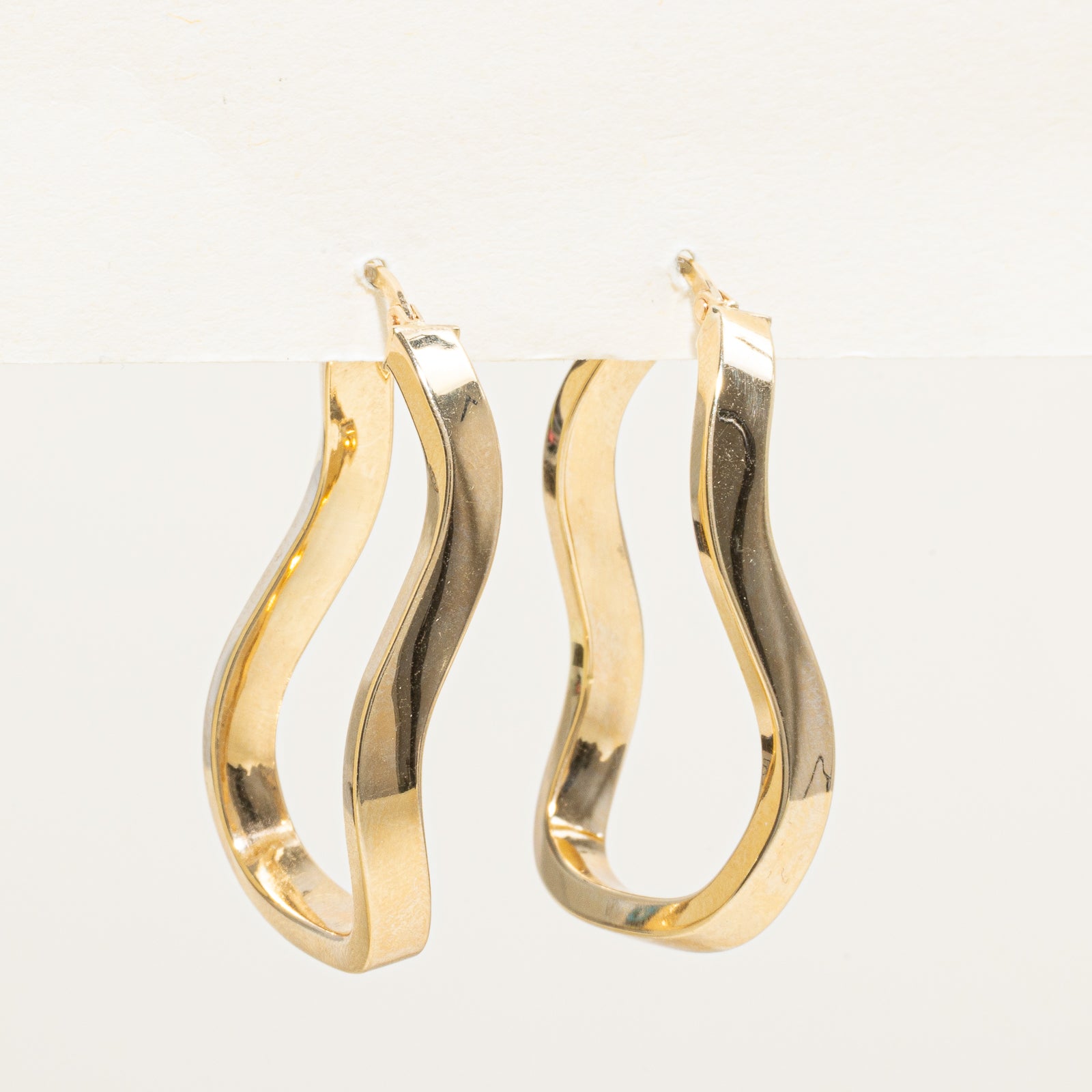 14k Yellow Gold Abstract Hoop Earrings