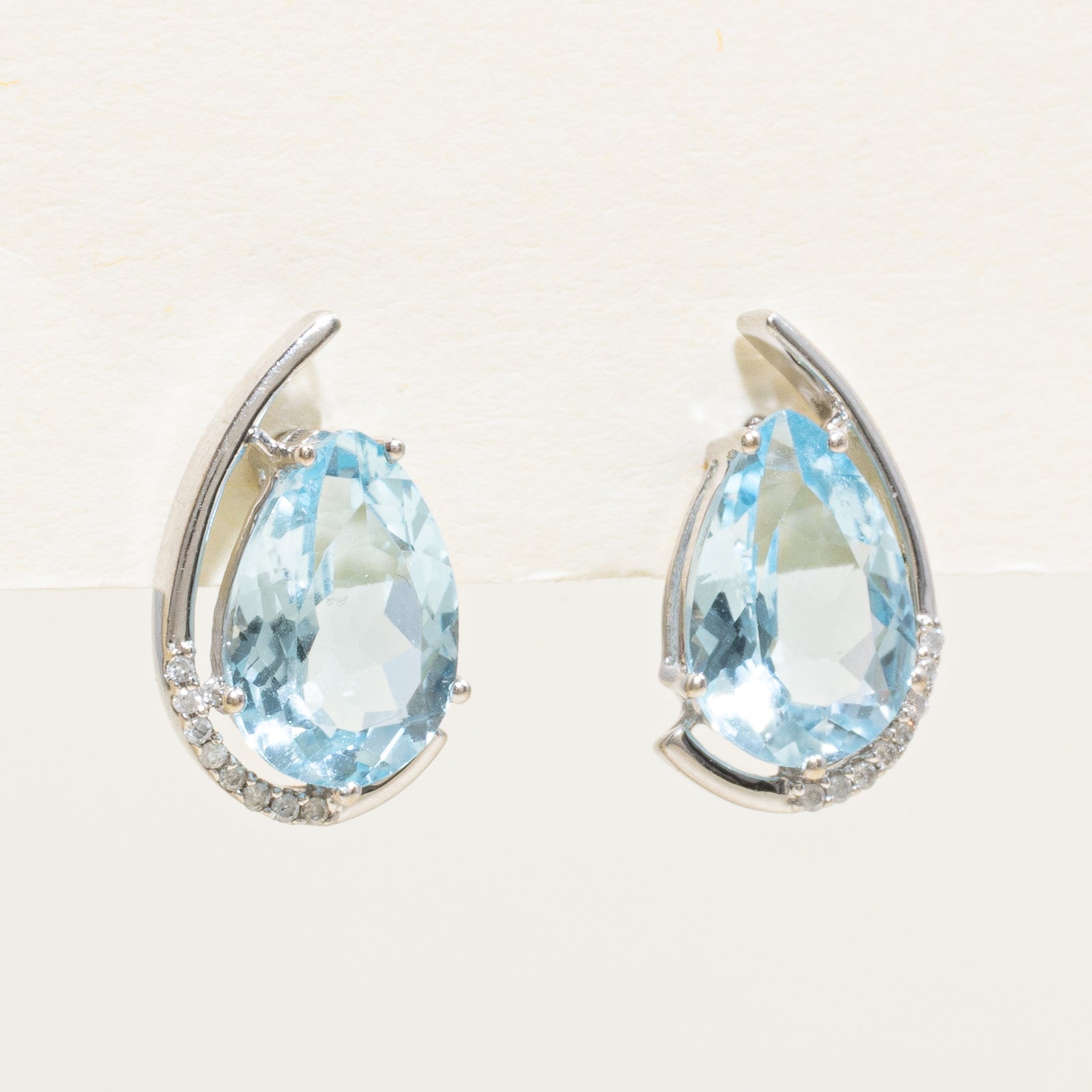 Topaz Stud & Diamond Stud Earrings | 4.00ctw, 0.08ctw |