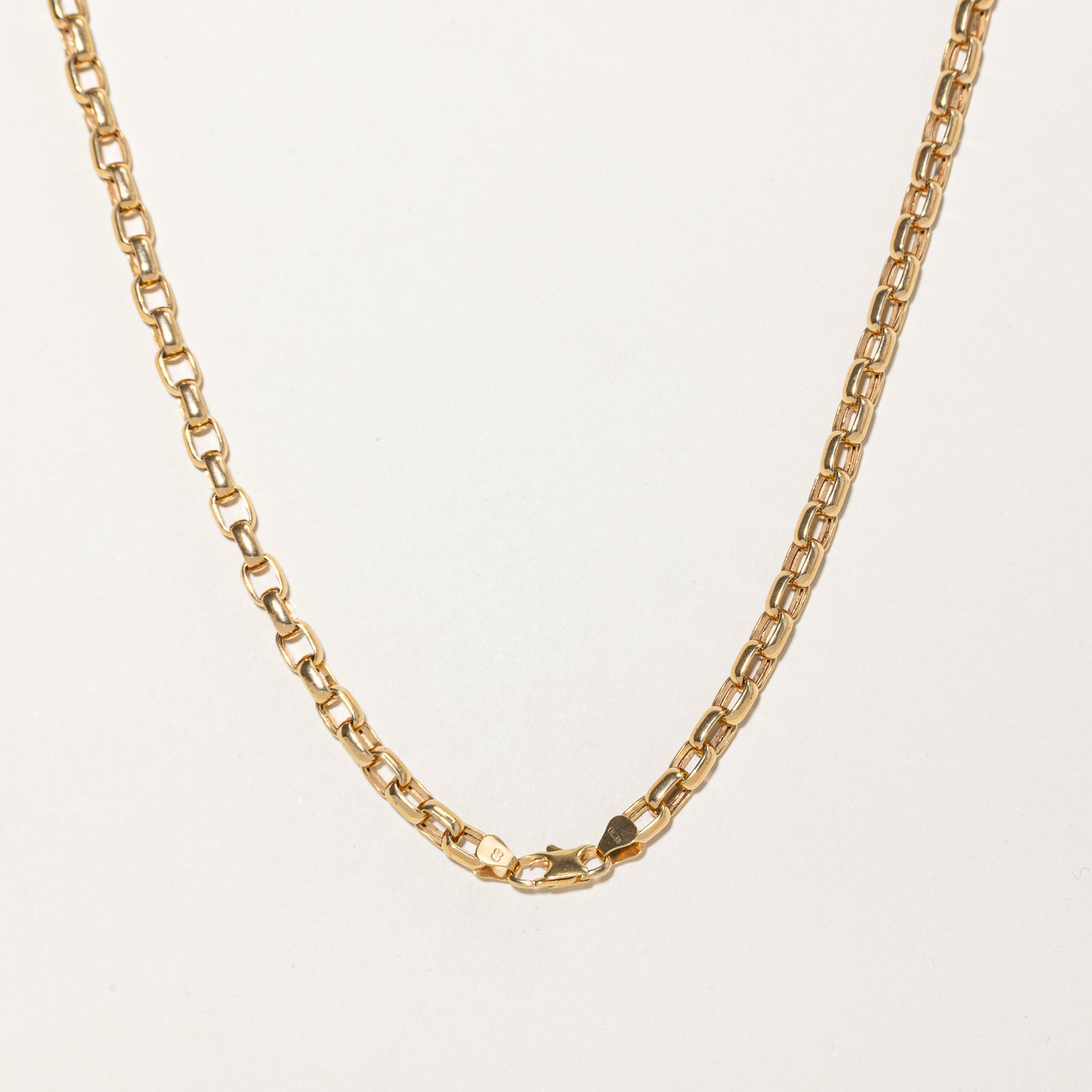 9k Yellow Gold Squared Rolo Link Chain | 5.10mm | 18"