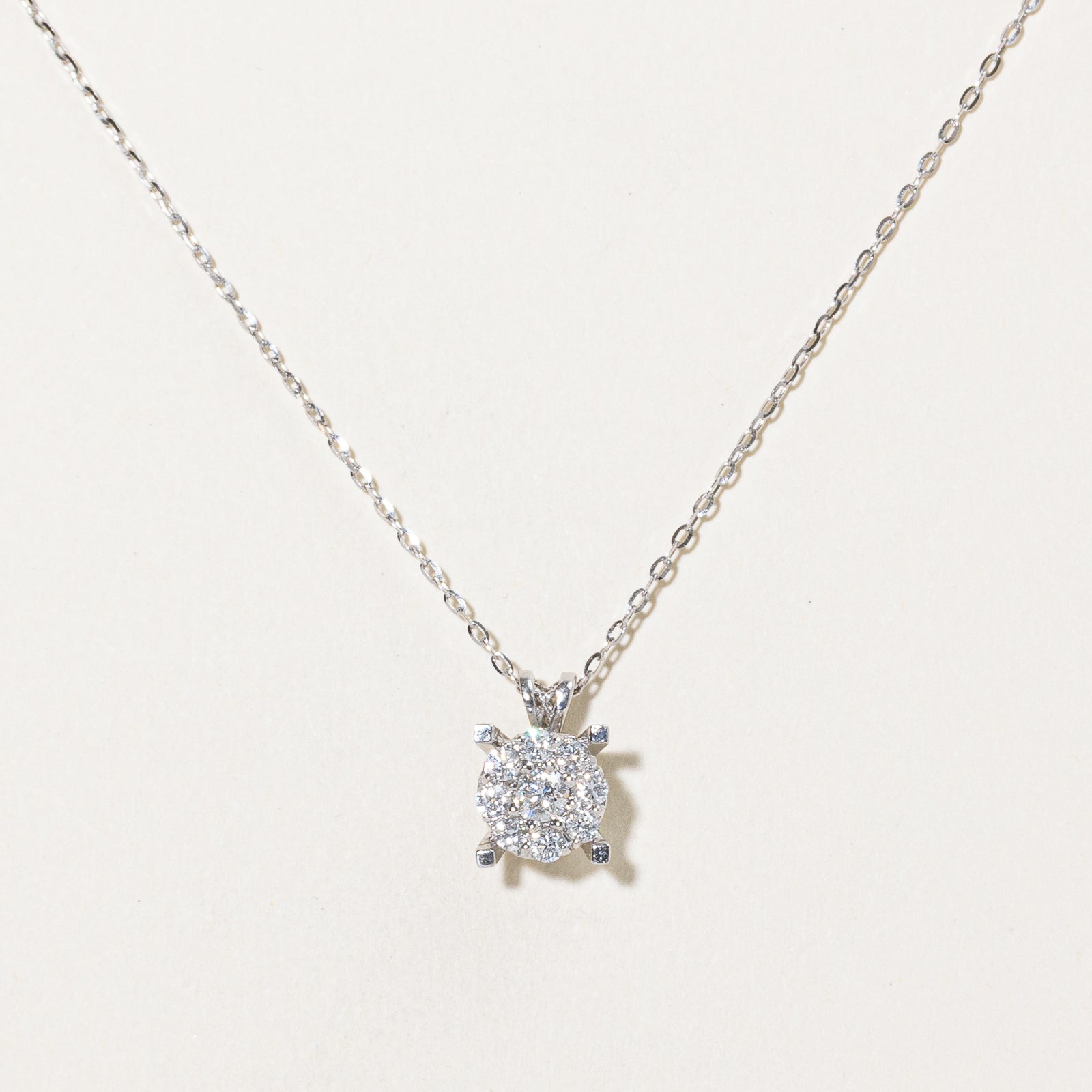 Round Diamond Cluster Pendant & Necklace | 0.50ctw | 16"