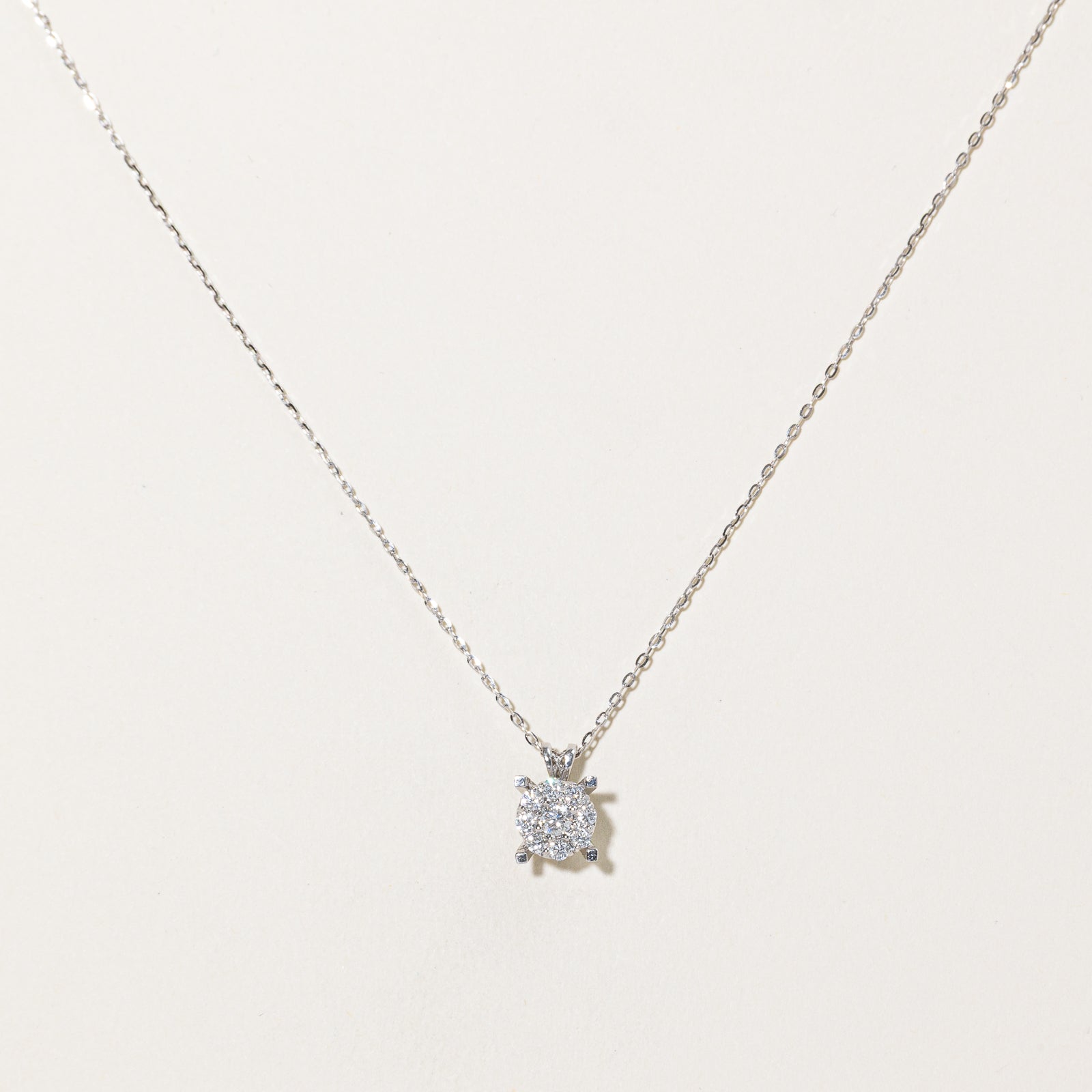 Round Diamond Cluster Pendant & Necklace | 0.50ctw | 16"